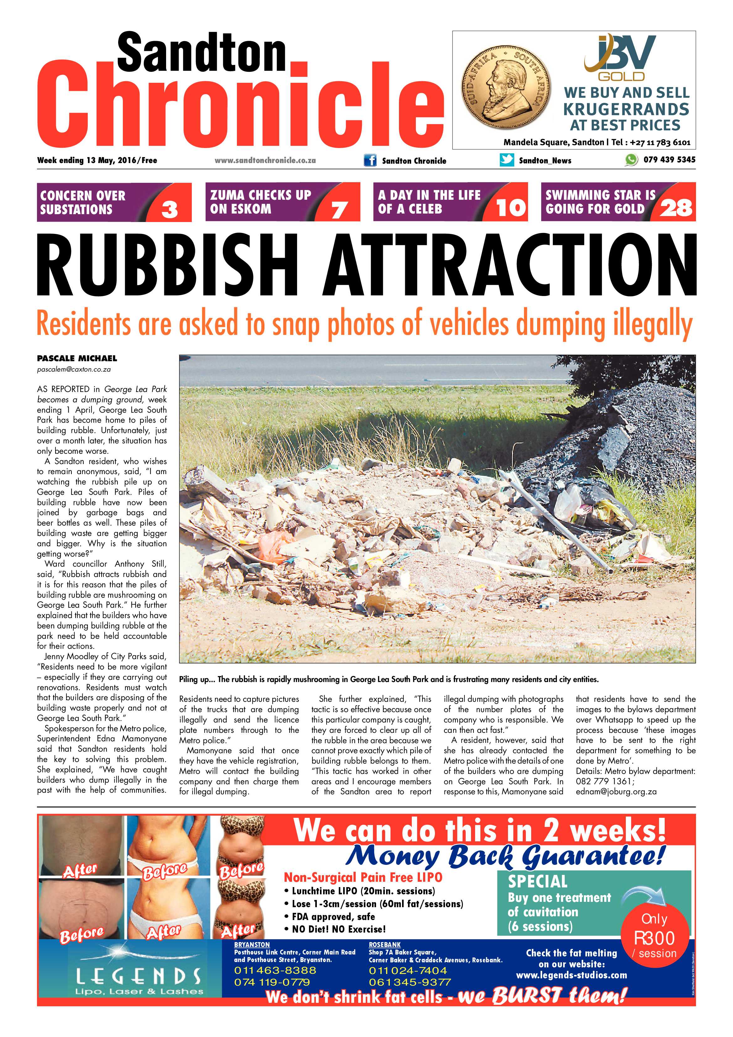 Sandton Chronicle 13 May 2016 page 1