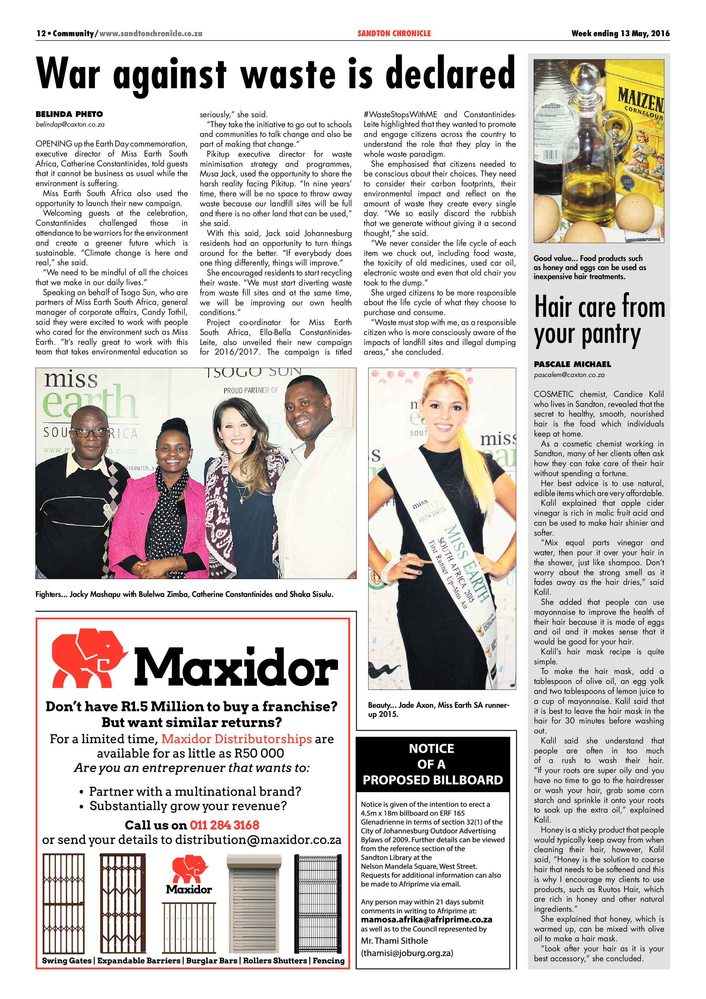 Sandton Chronicle 13 May 2016 page 12