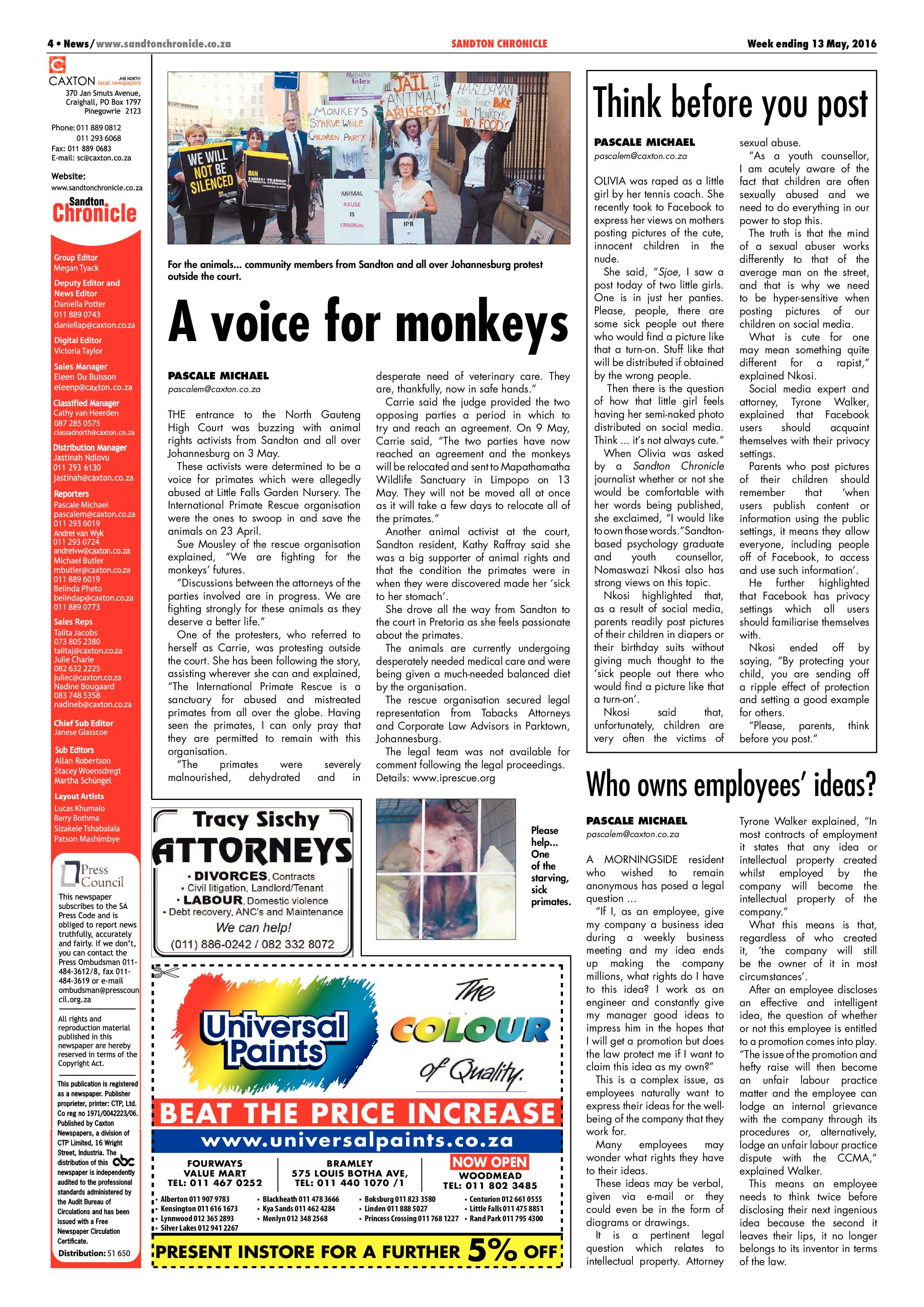 Sandton Chronicle 13 May 2016 page 4