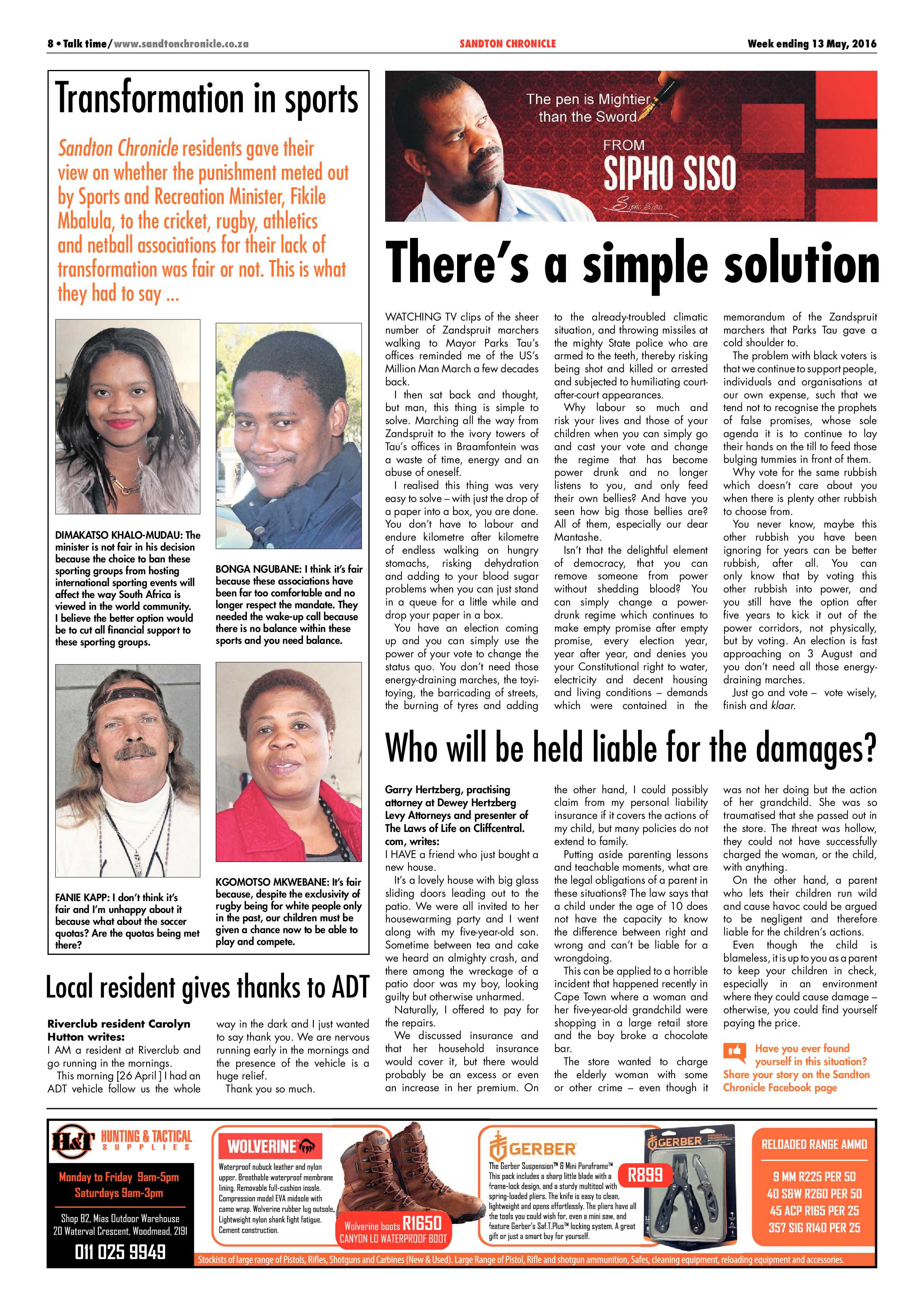 Sandton Chronicle 13 May 2016 page 8