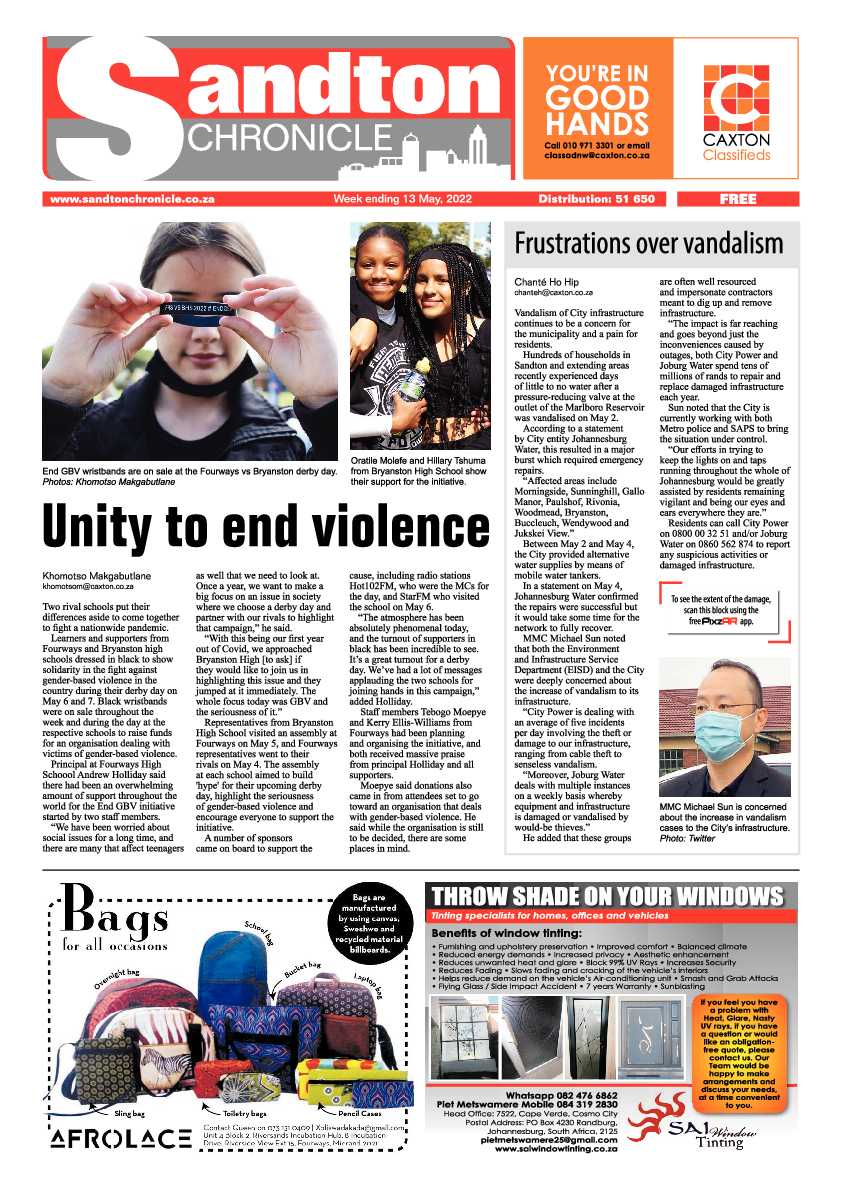 Sandton Chronicle 13 May 2022 page 1