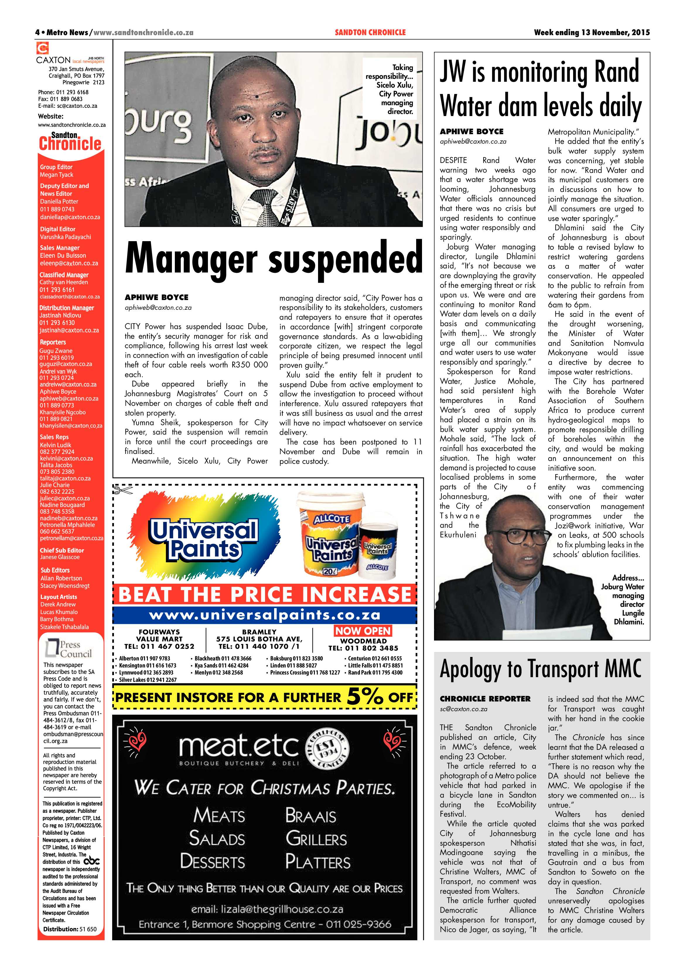 Sandton Chronicle 13 November 2015 page 4