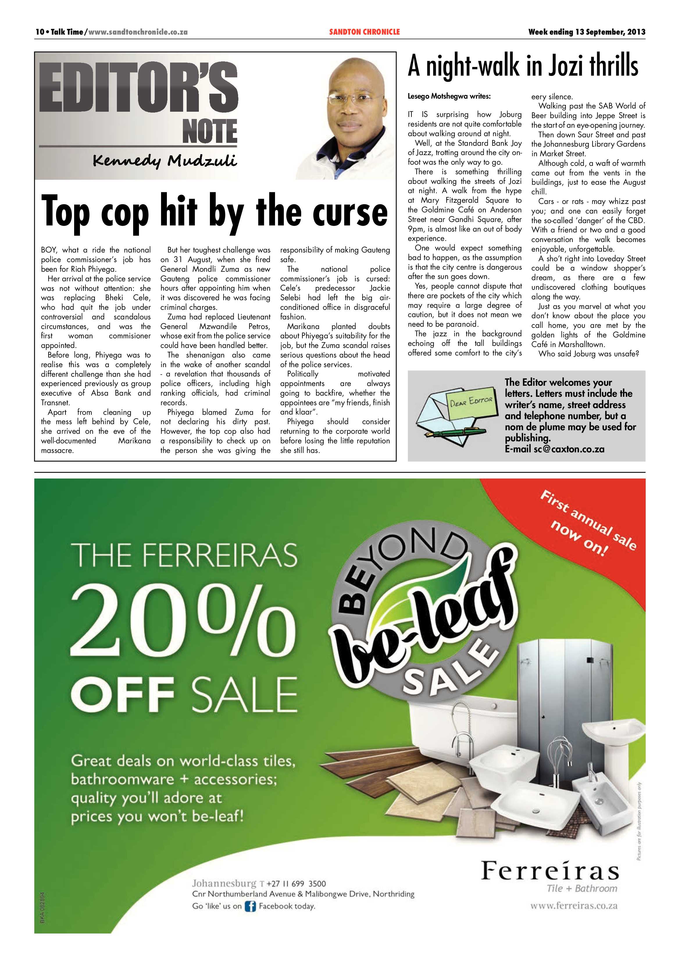 Sandton Chronicle 13 September 2013 page 10