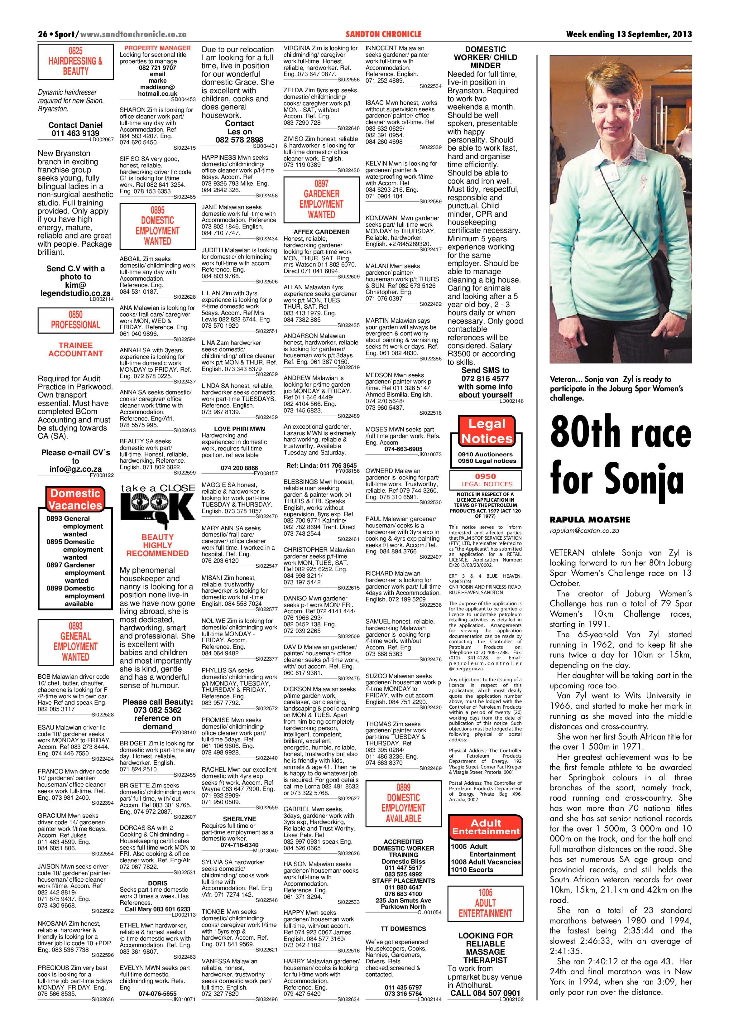 Sandton Chronicle 13 September 2013 page 54