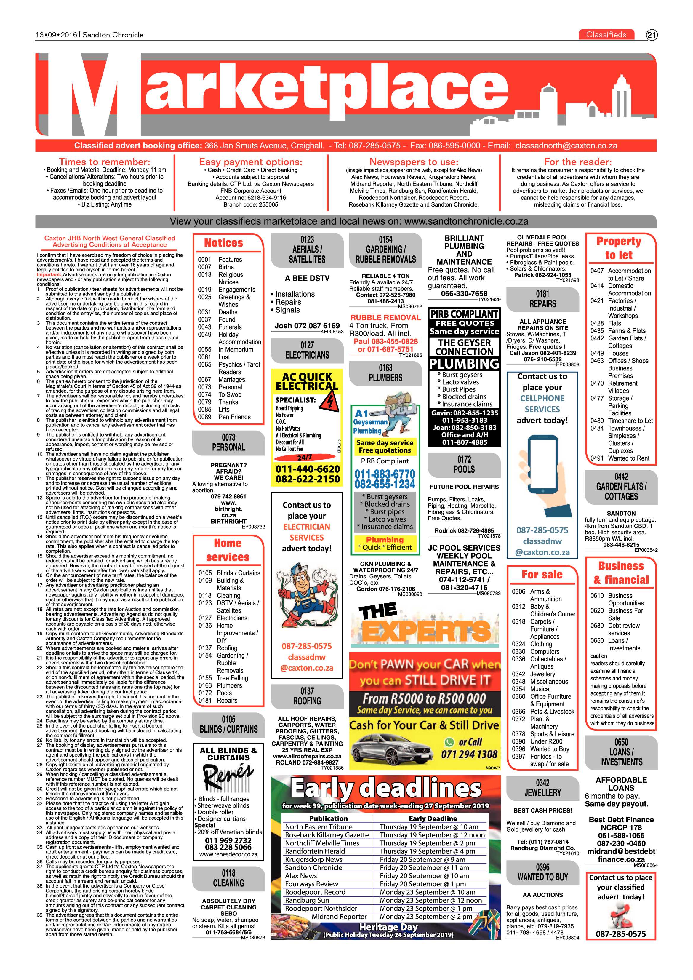 Sandton Chronicle 13 September, 2019 page 21