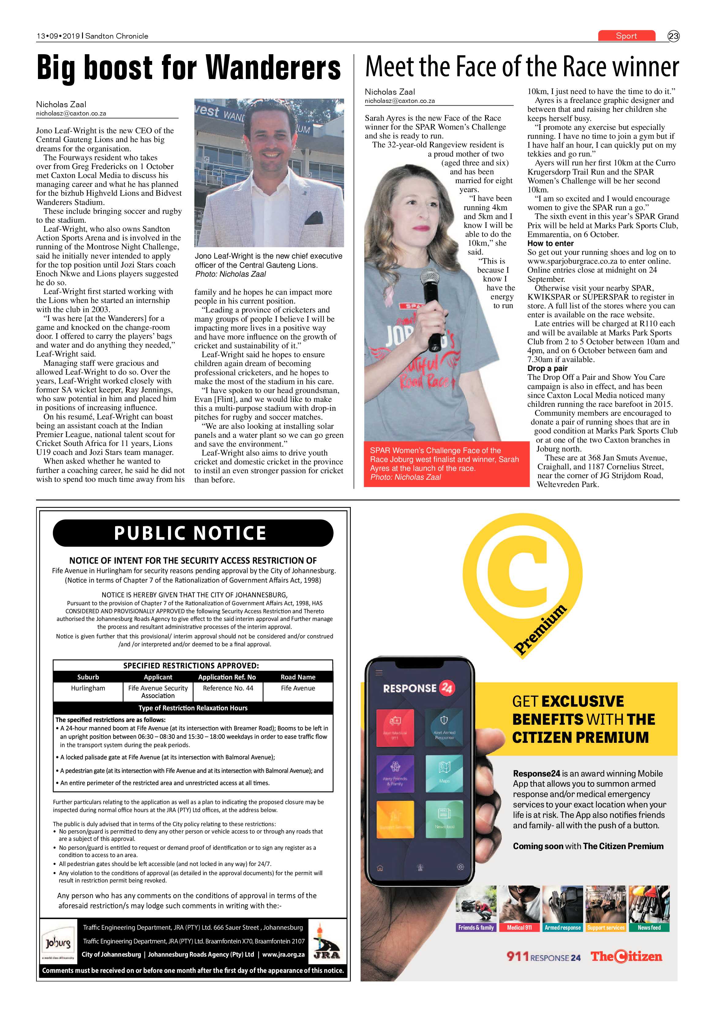 Sandton Chronicle 13 September, 2019 page 23