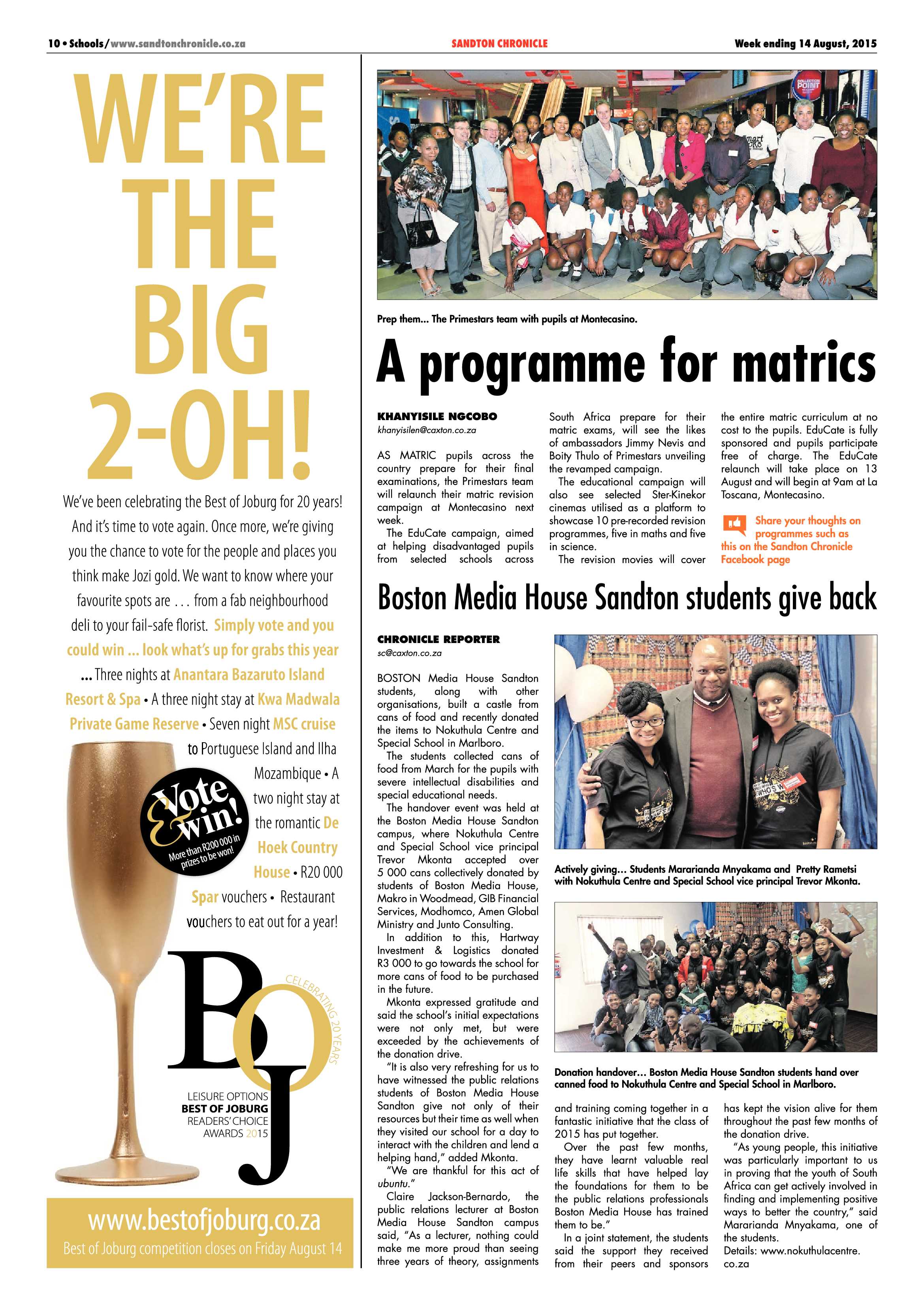 Sandton Chronicle 14 August 2015 page 10