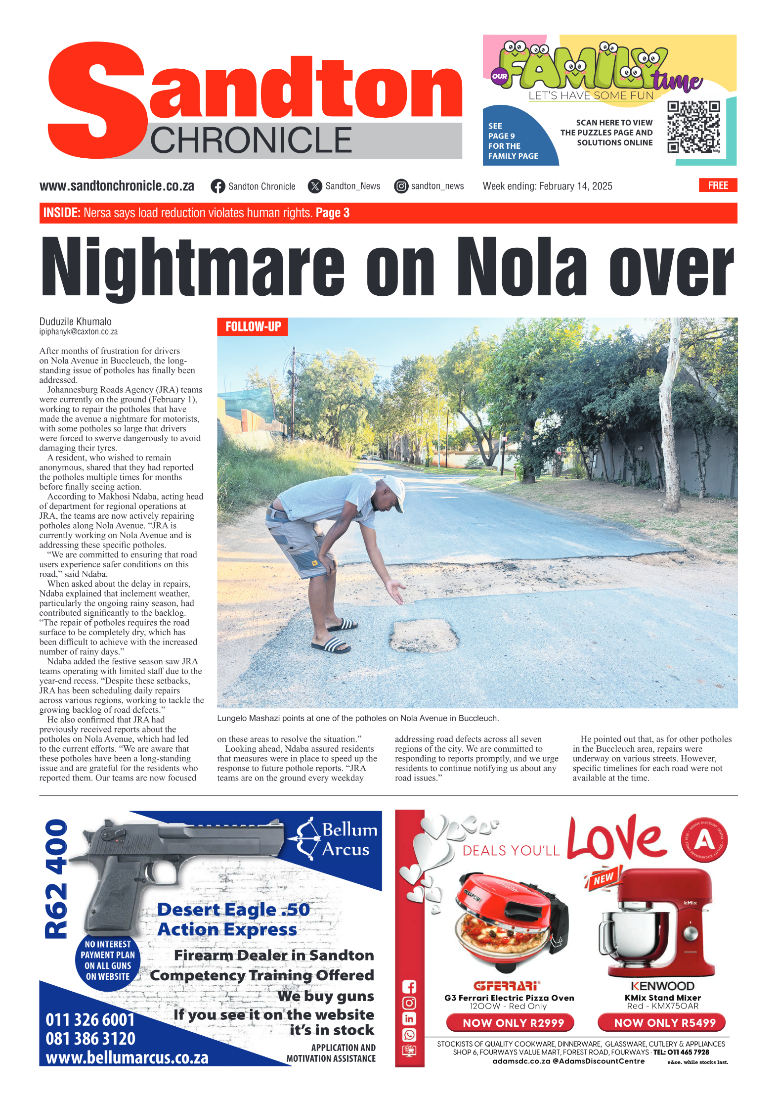 Sandton Chronicle 14 February 2025 page 1
