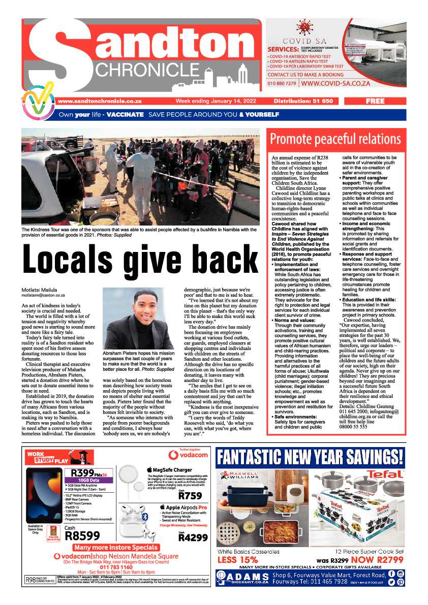 Sandton Chronicle 14 January 2022 page 1