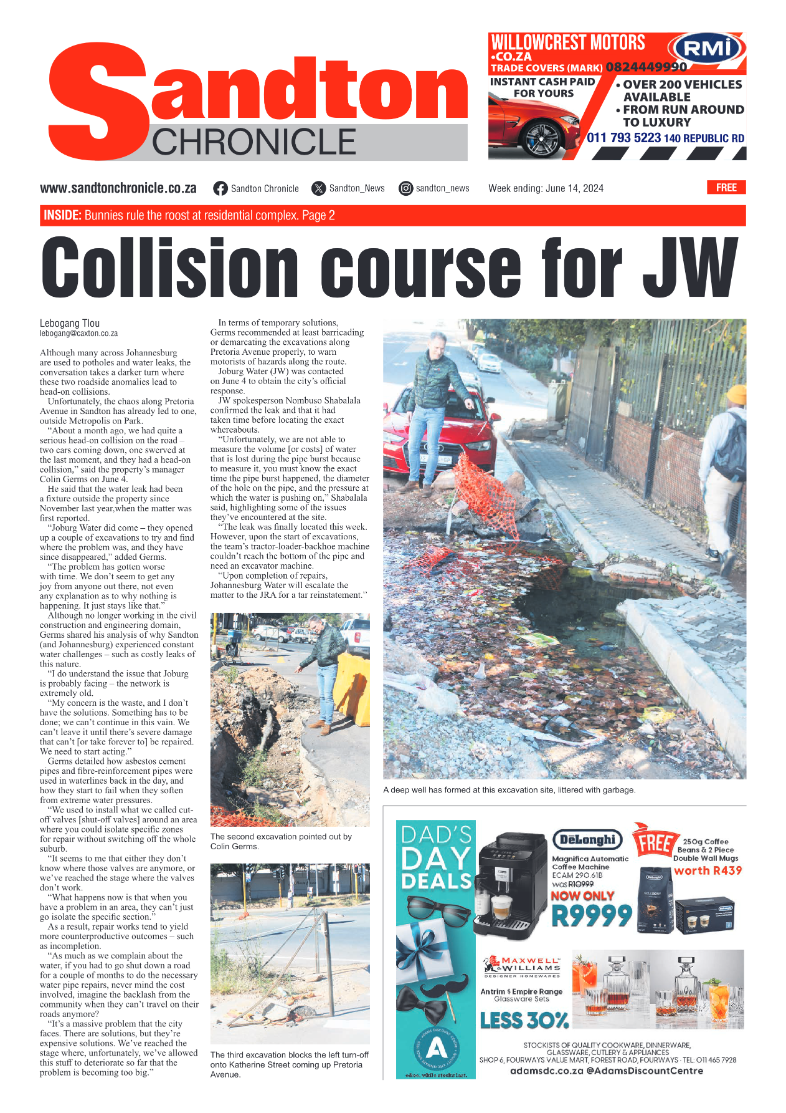 Sandton Chronicle 14 June 2024 page 1