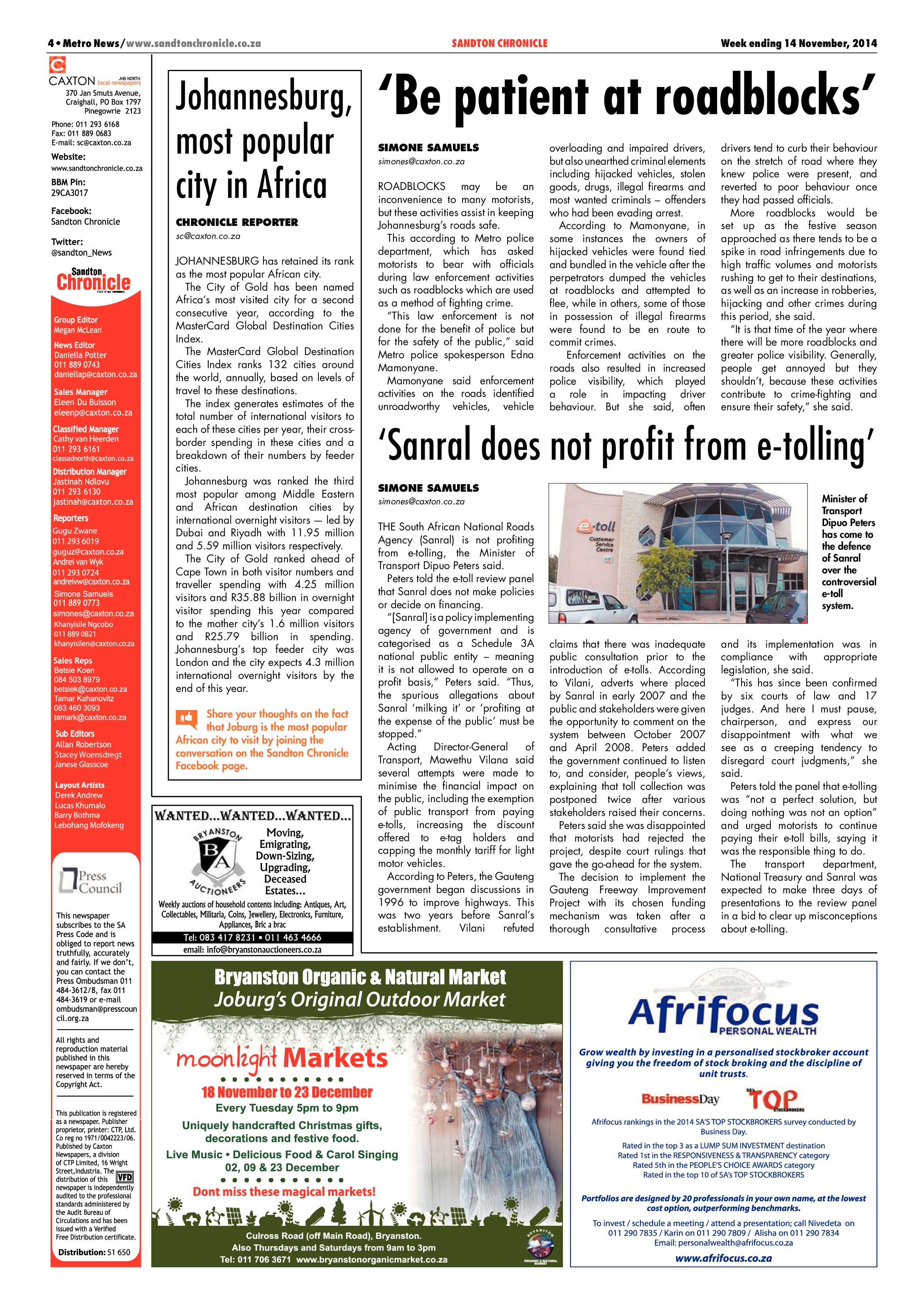 Sandton Chronicle 14 November 2014 page 4
