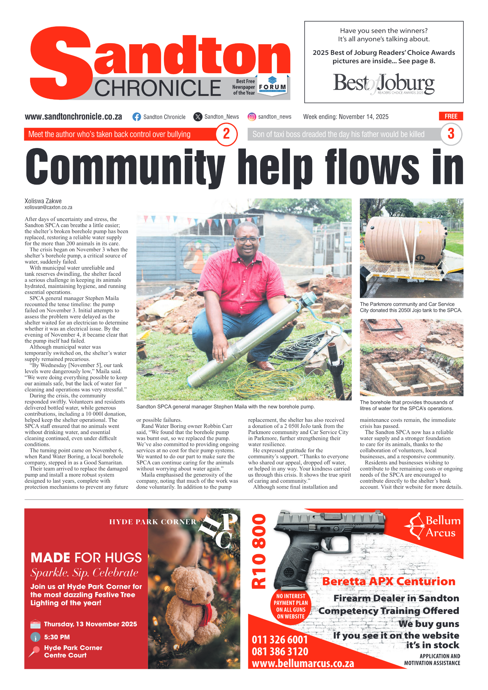 Sandton Chronicle 14 November 2025 page 1