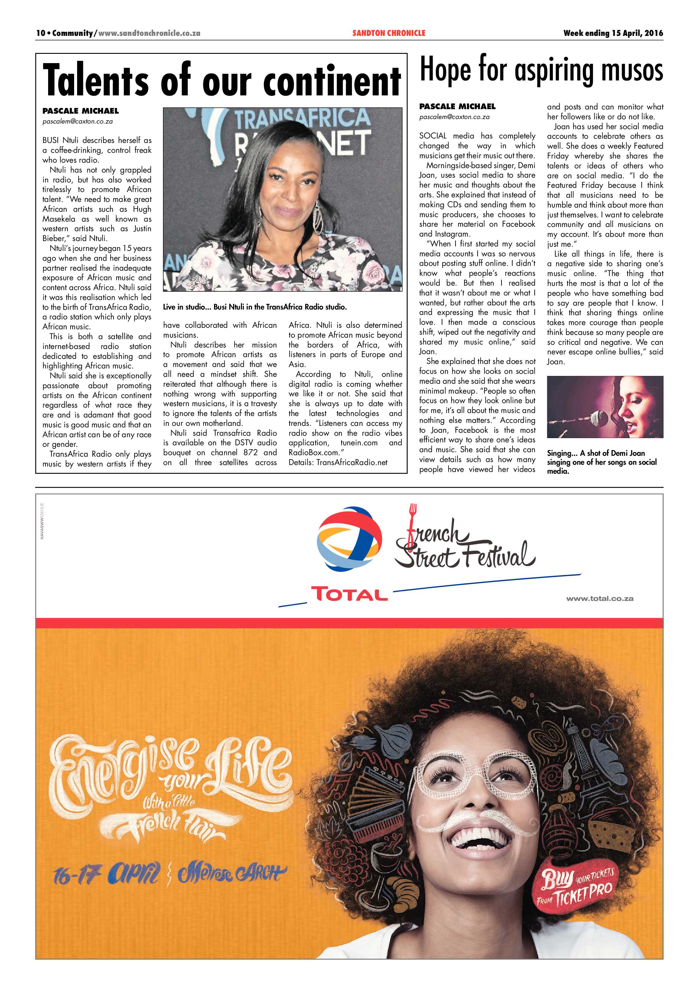 Sandton Chronicle 15 April 2016 page 10