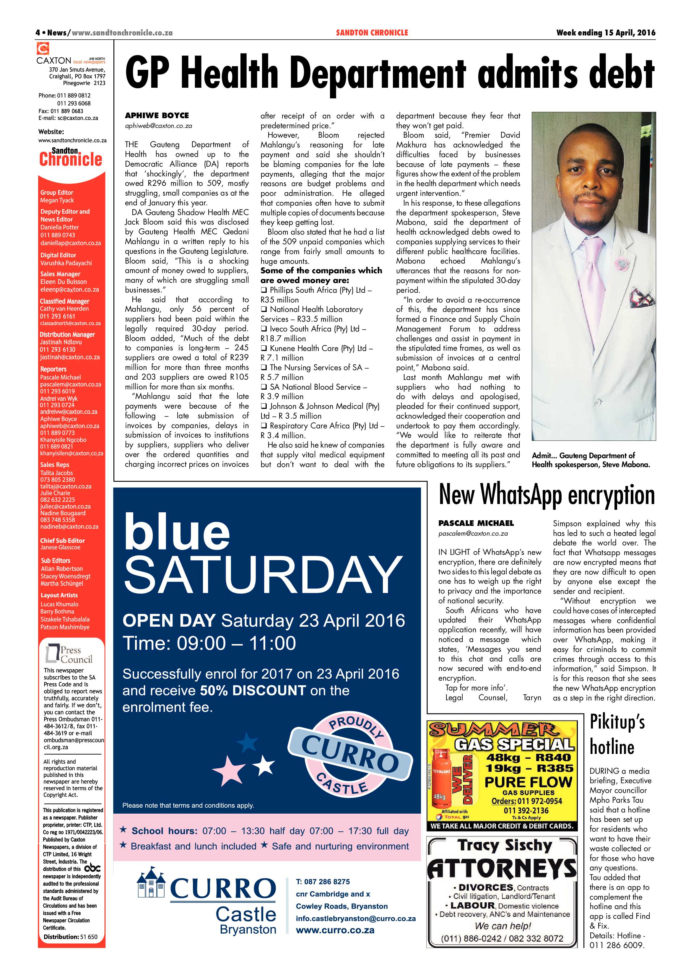 Sandton Chronicle 15 April 2016 page 4