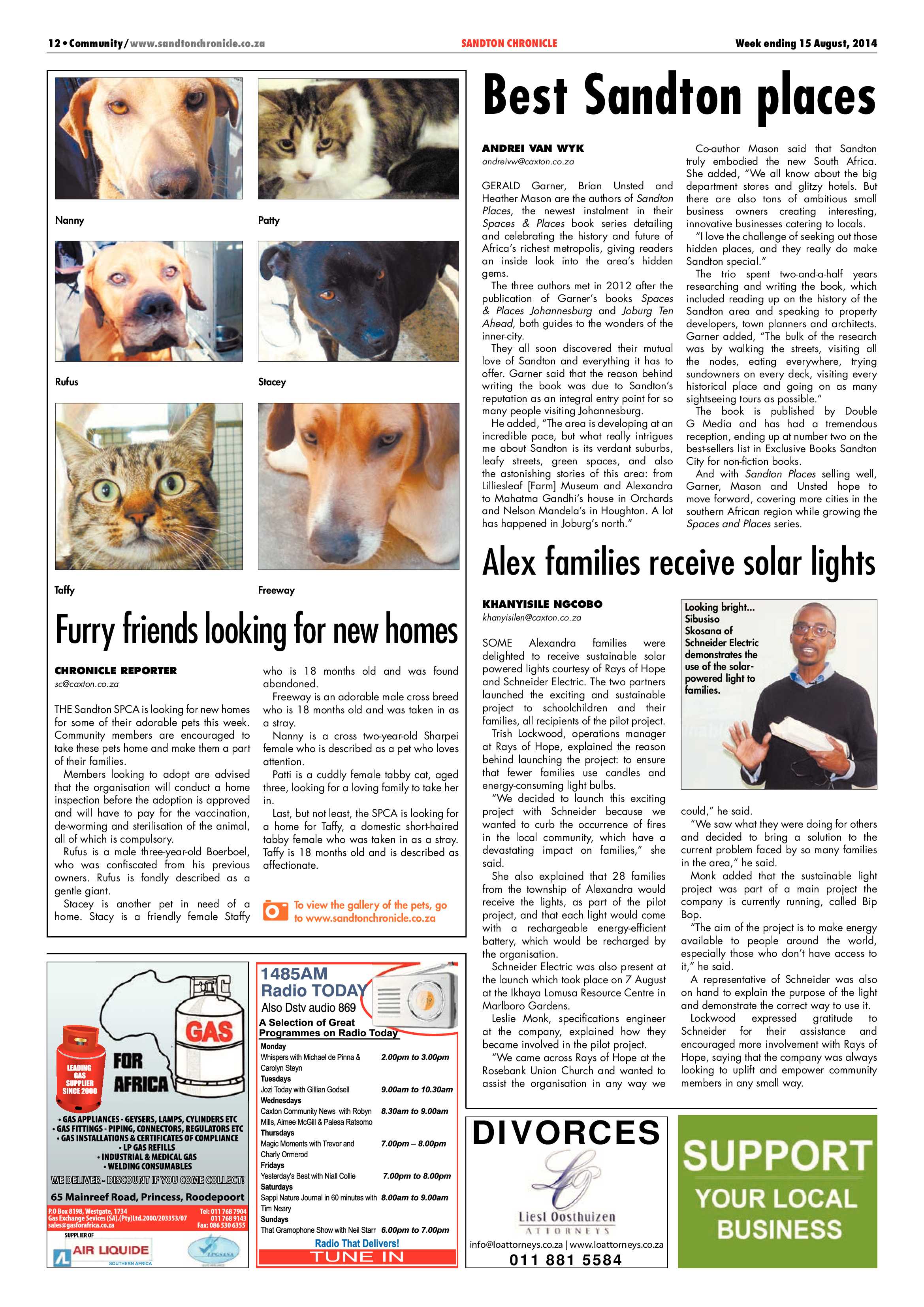 Sandton Chronicle 15 August 2014 page 12