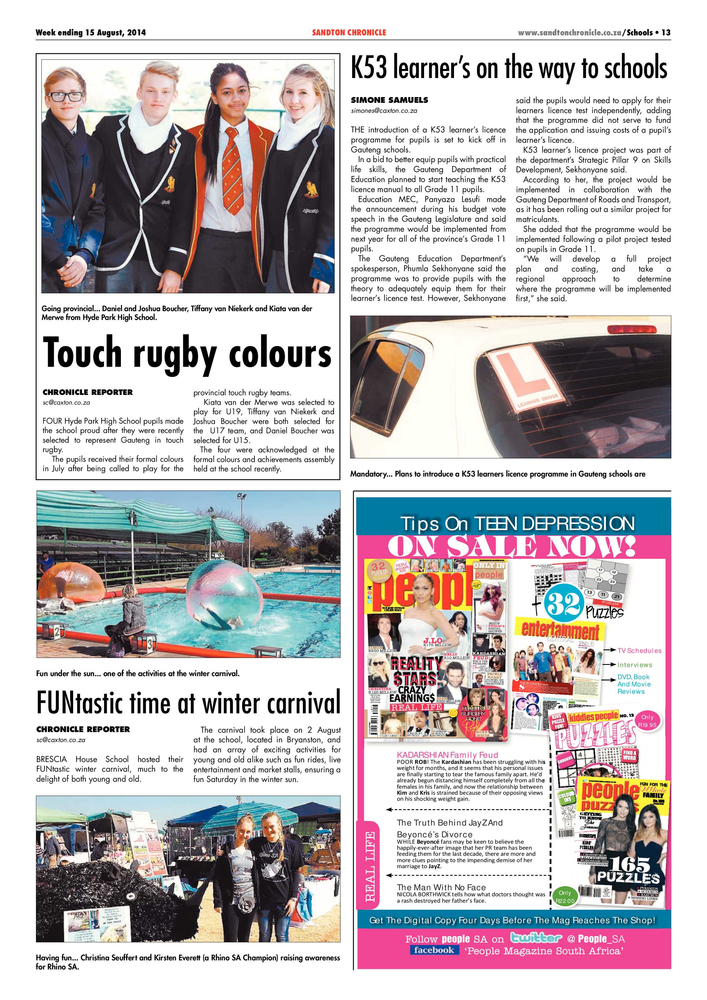 Sandton Chronicle 15 August 2014 page 13