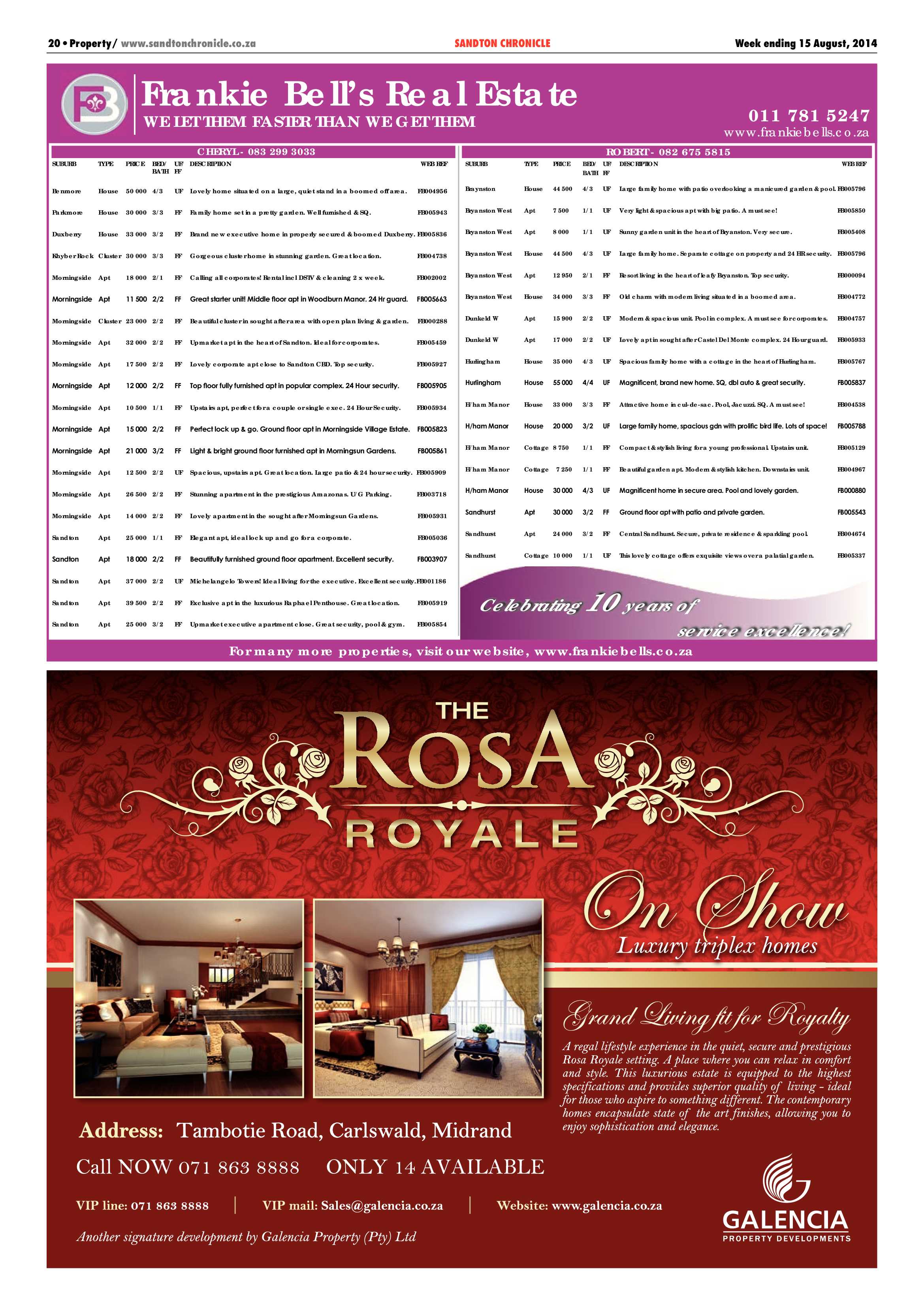 Sandton Chronicle 15 August 2014 page 20