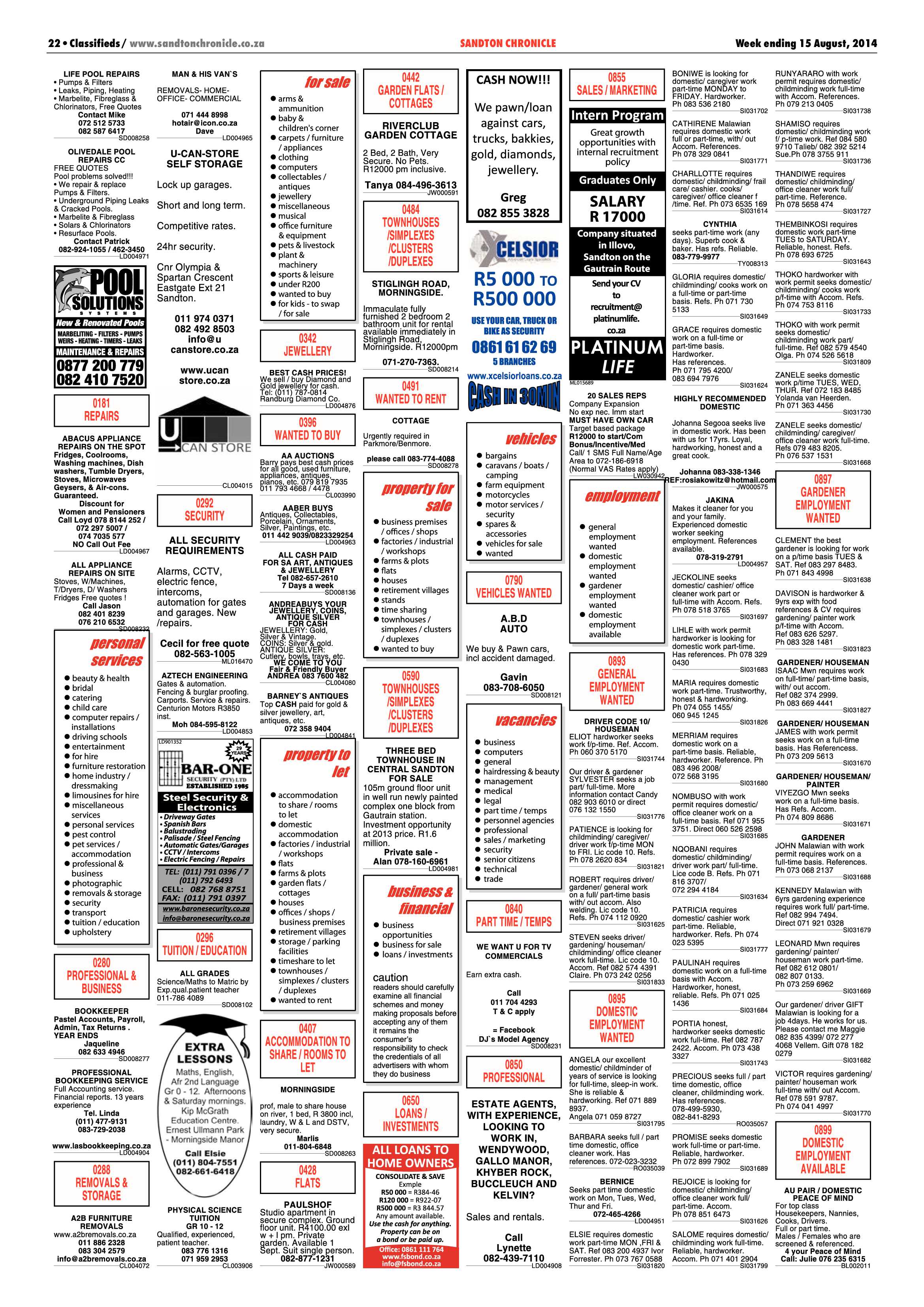 Sandton Chronicle 15 August 2014 page 22