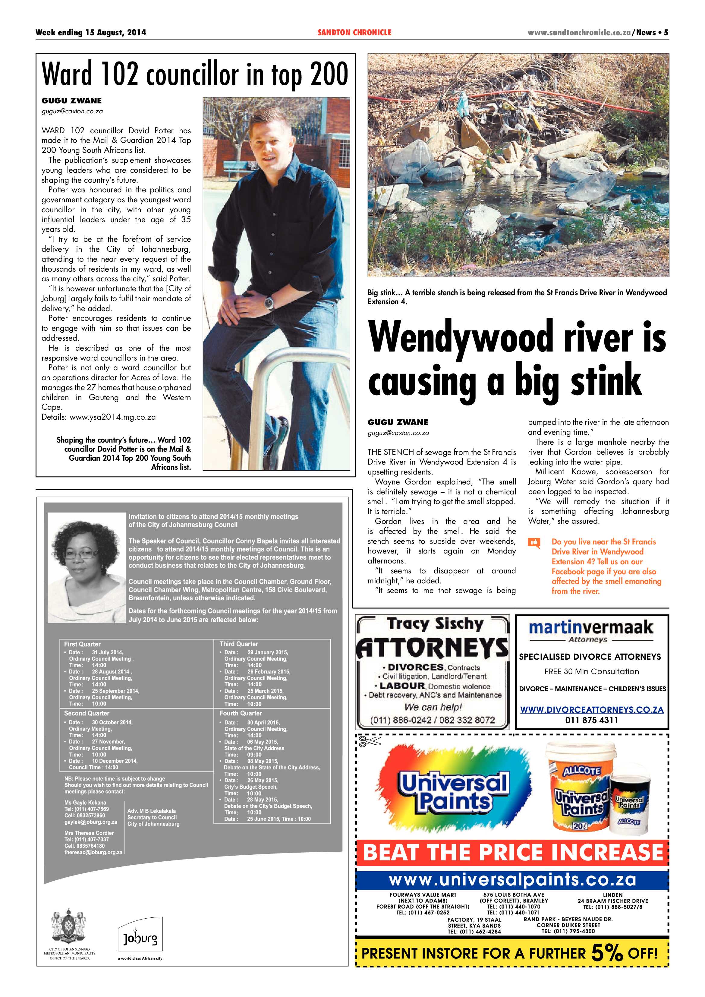 Sandton Chronicle 15 August 2014 page 5