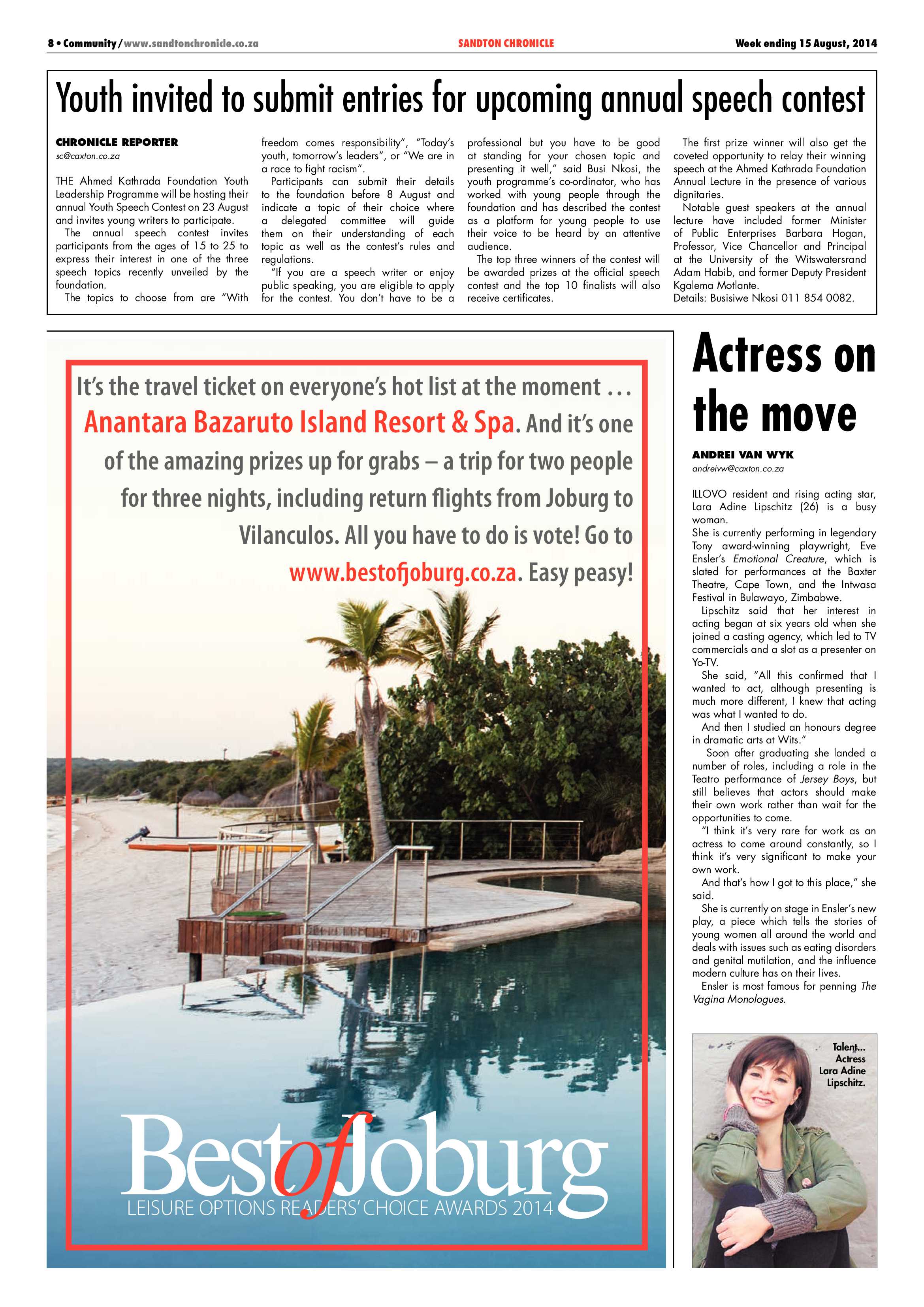 Sandton Chronicle 15 August 2014 page 8