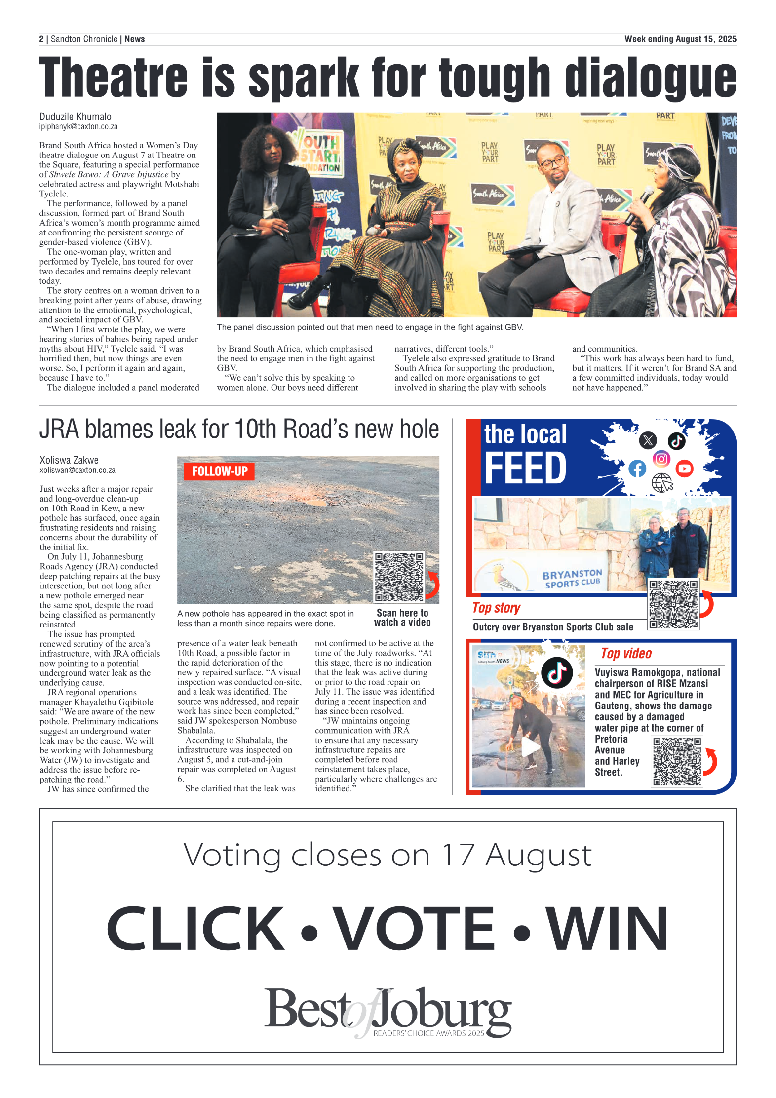 Sandton Chronicle 15 August 2025 page 2