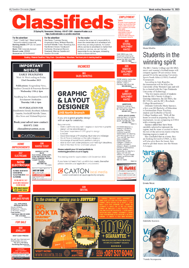 Sandton Chronicle 15 December 2023 page 6