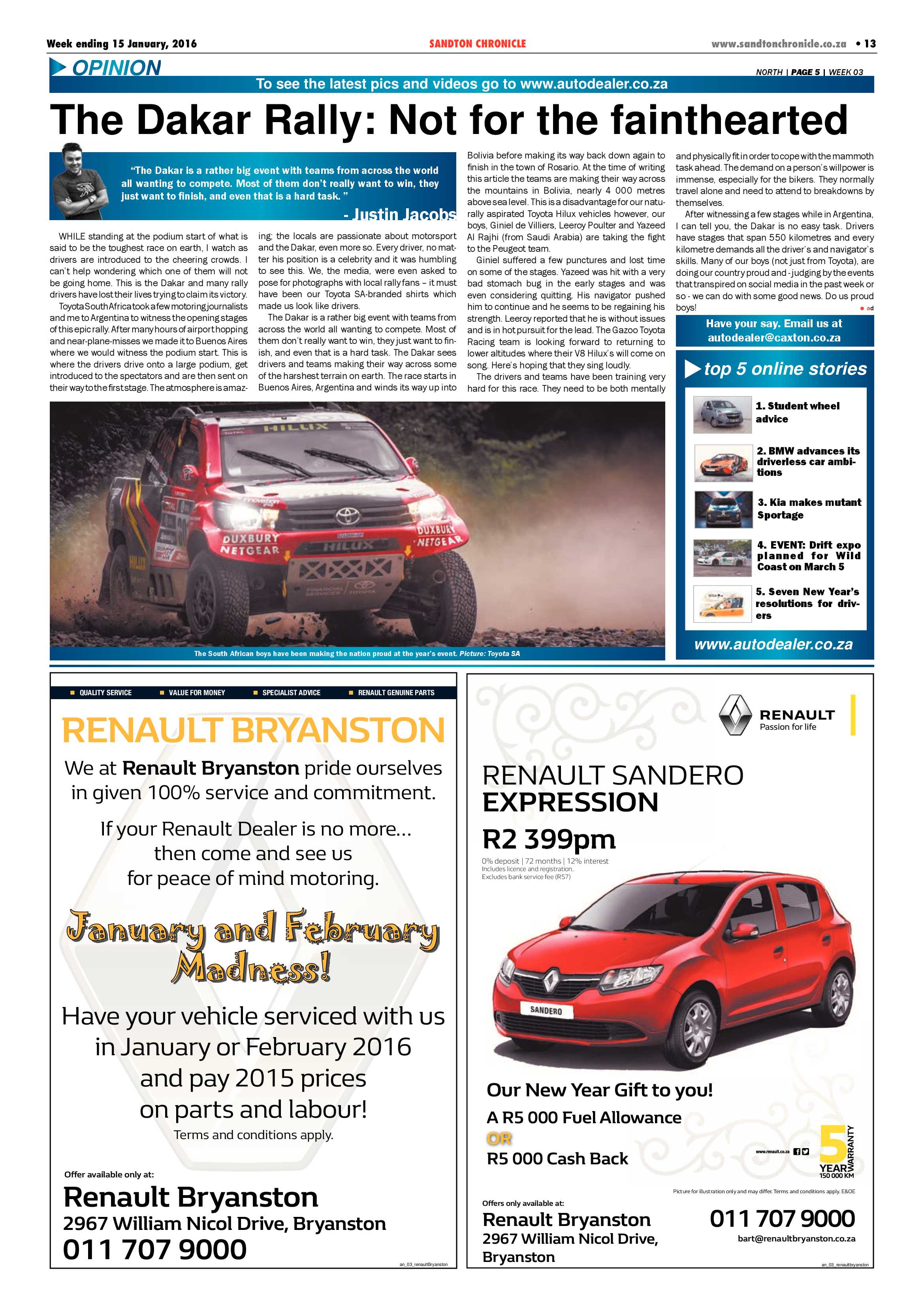 Sandton Chronicle 15 January 2016 page 13