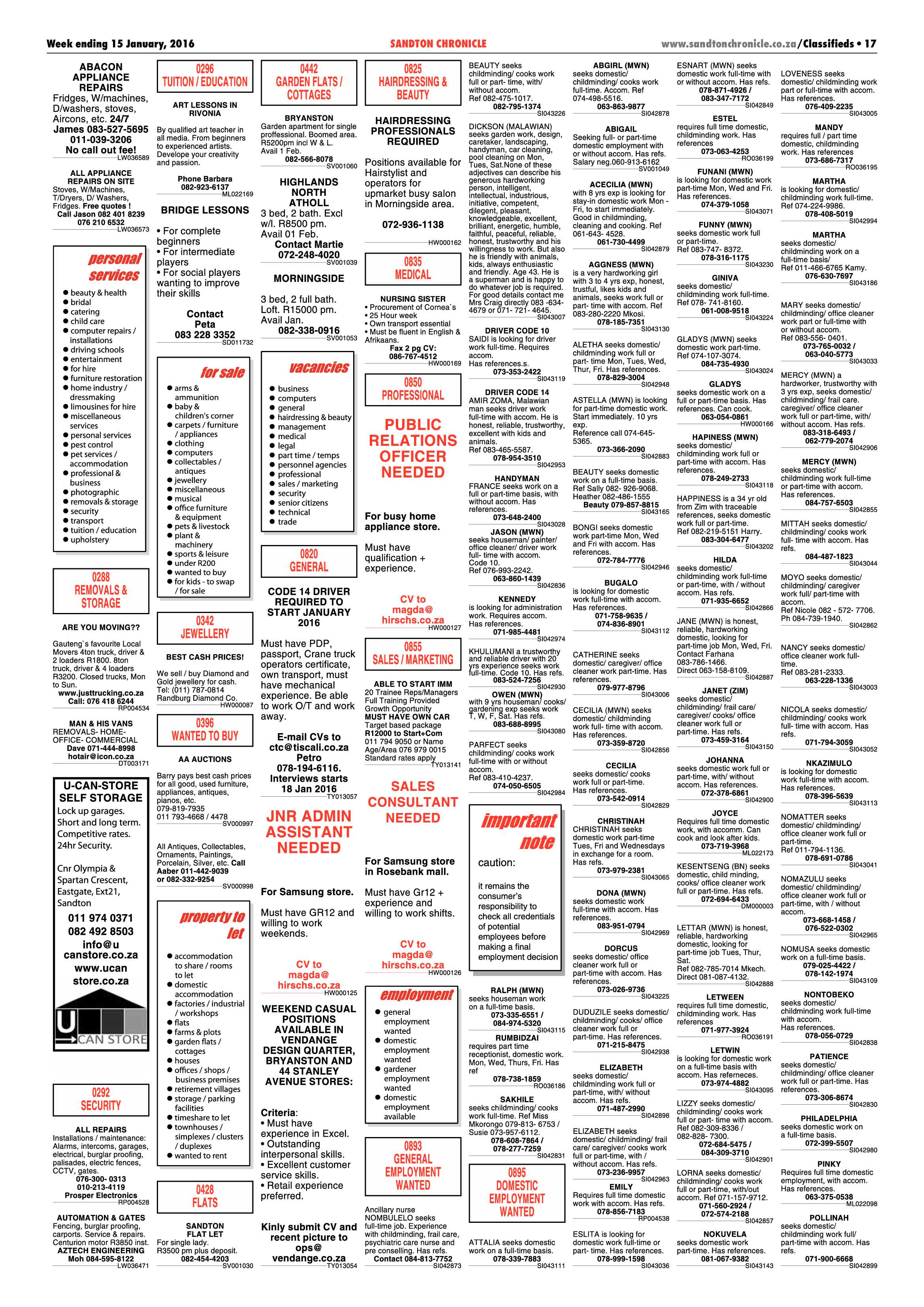 Sandton Chronicle 15 January 2016 page 17