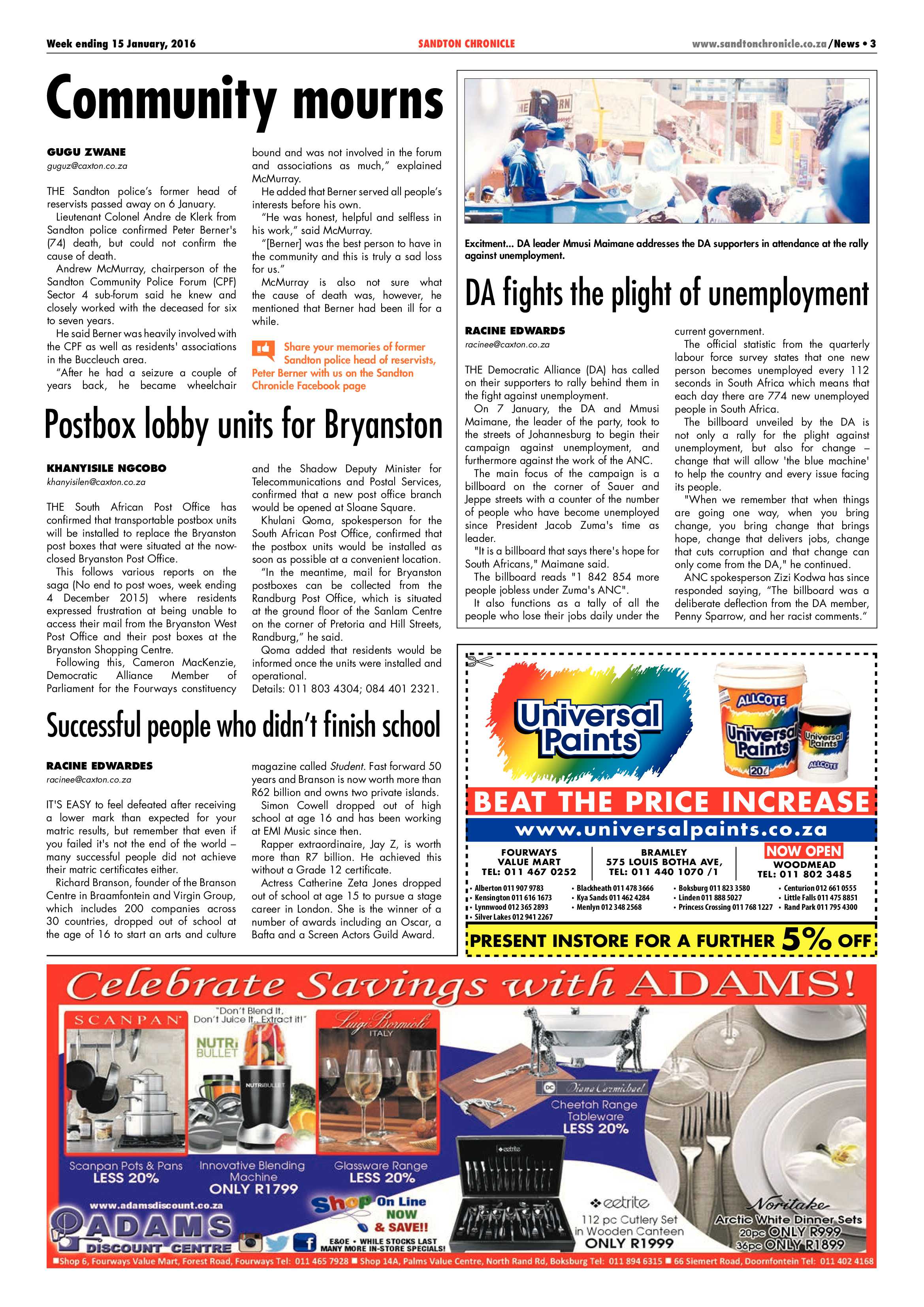 Sandton Chronicle 15 January 2016 page 3
