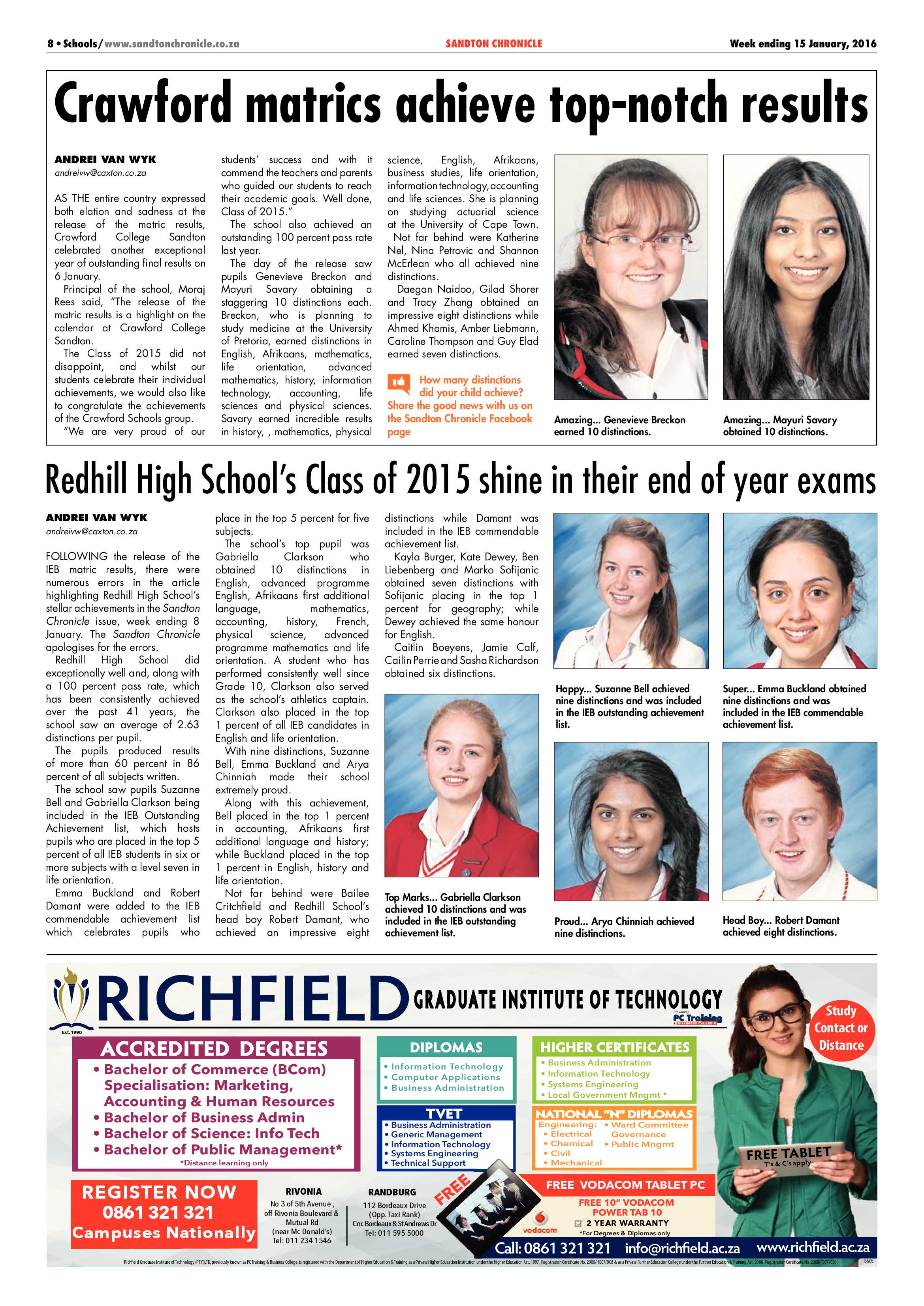 Sandton Chronicle 15 January 2016 page 8