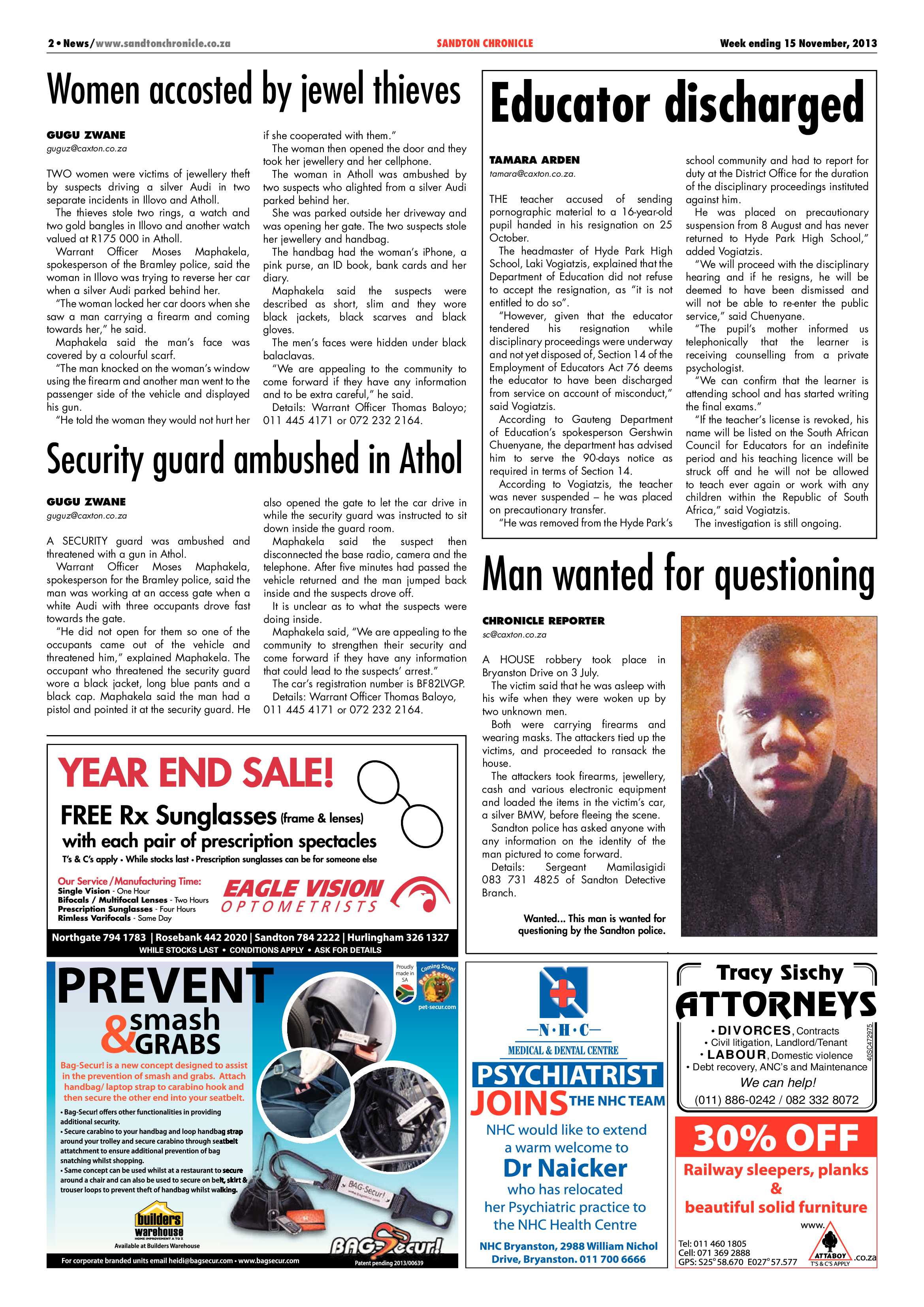 Sandton Chronicle 15 November 2013 page 2