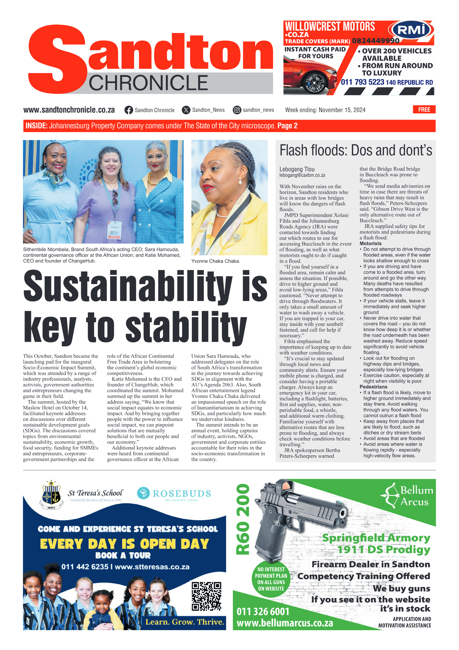 Sandton Chronicle 15 November 2024 page 1