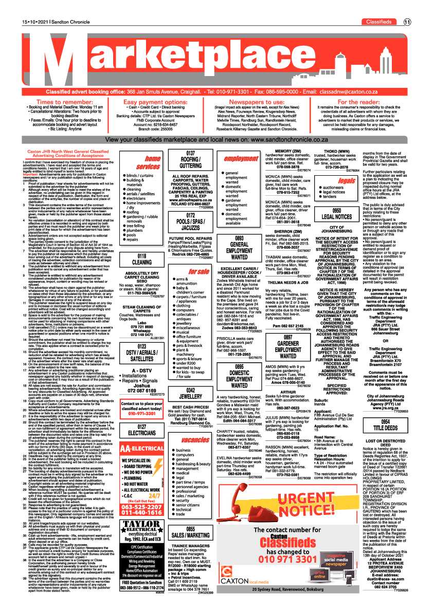 Sandton Chronicle 15 October 2021 page 11