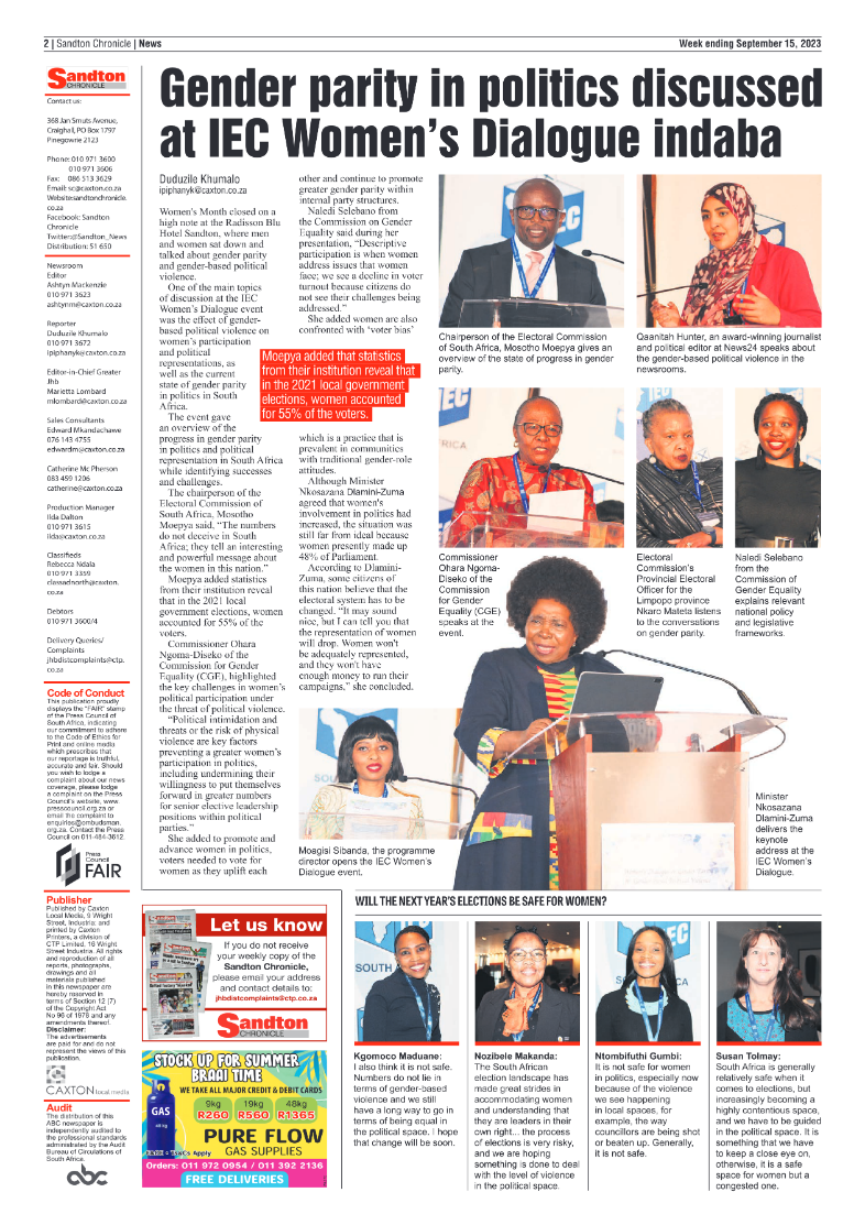 Sandton Chronicle 15 September 2023 page 2