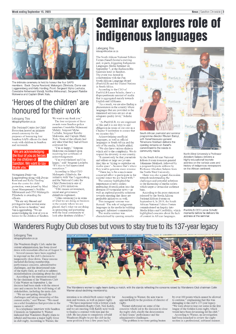 Sandton Chronicle 15 September 2023 page 3