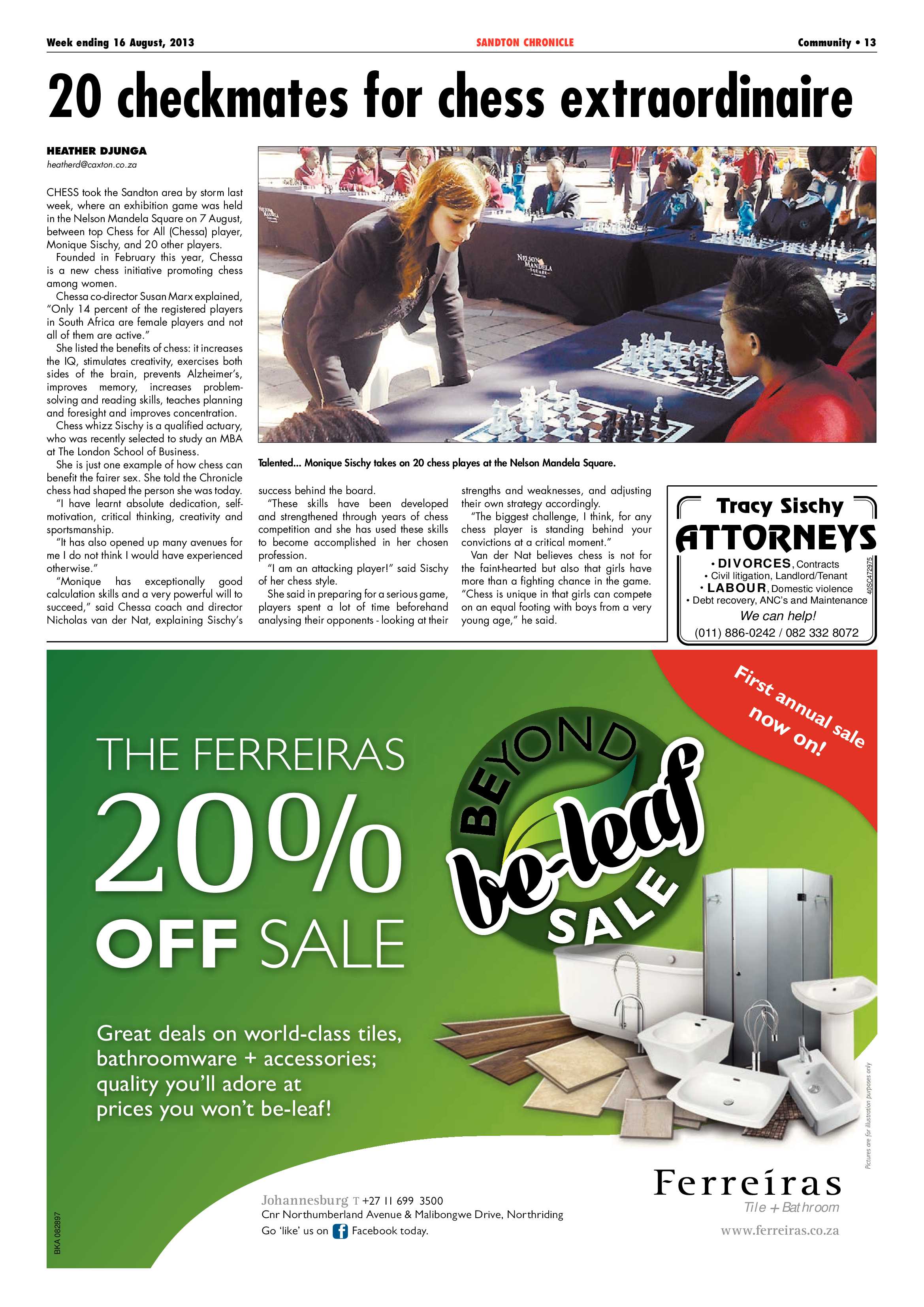 Sandton Chronicle 16 August 2013 page 13