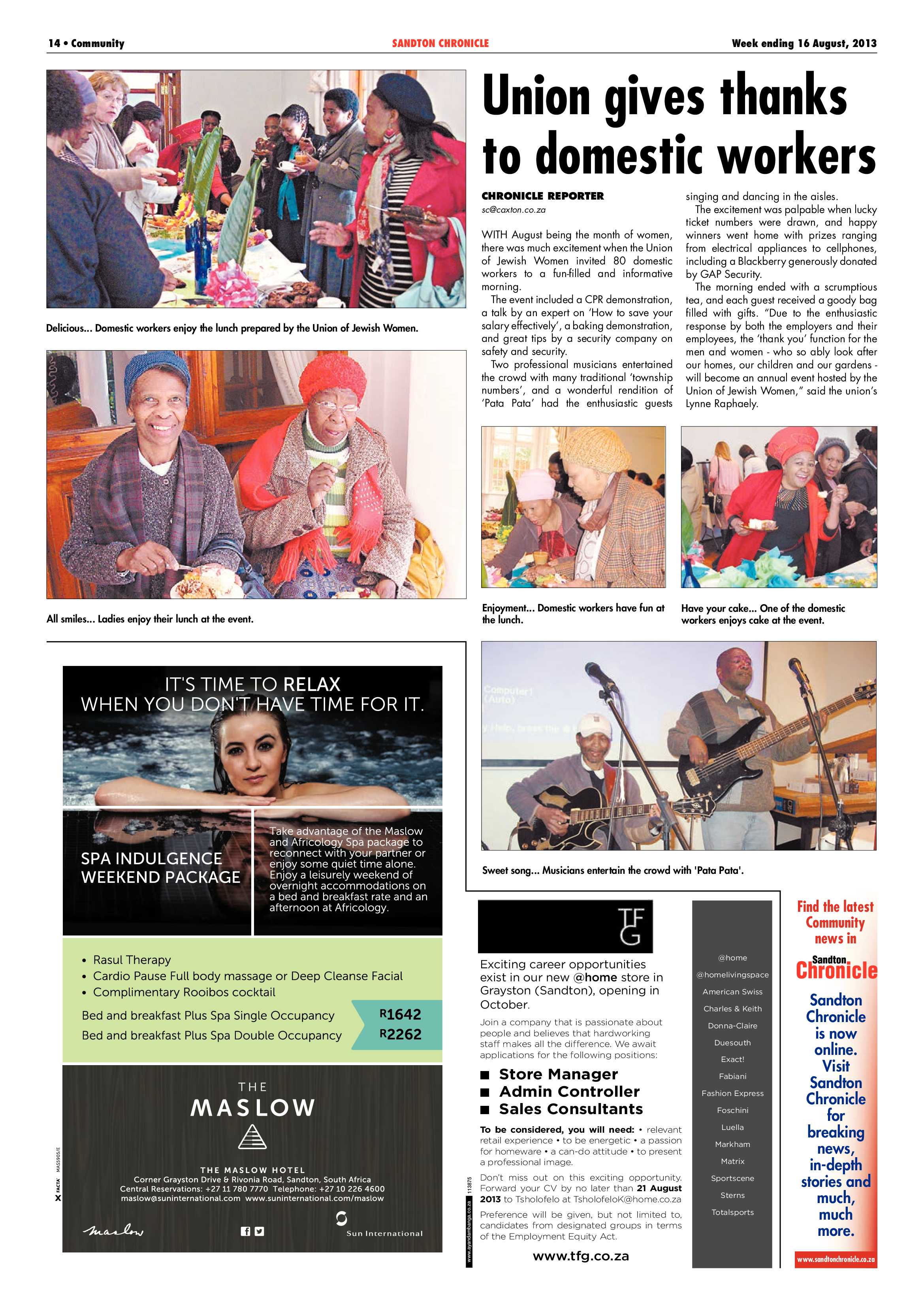 Sandton Chronicle 16 August 2013 page 14