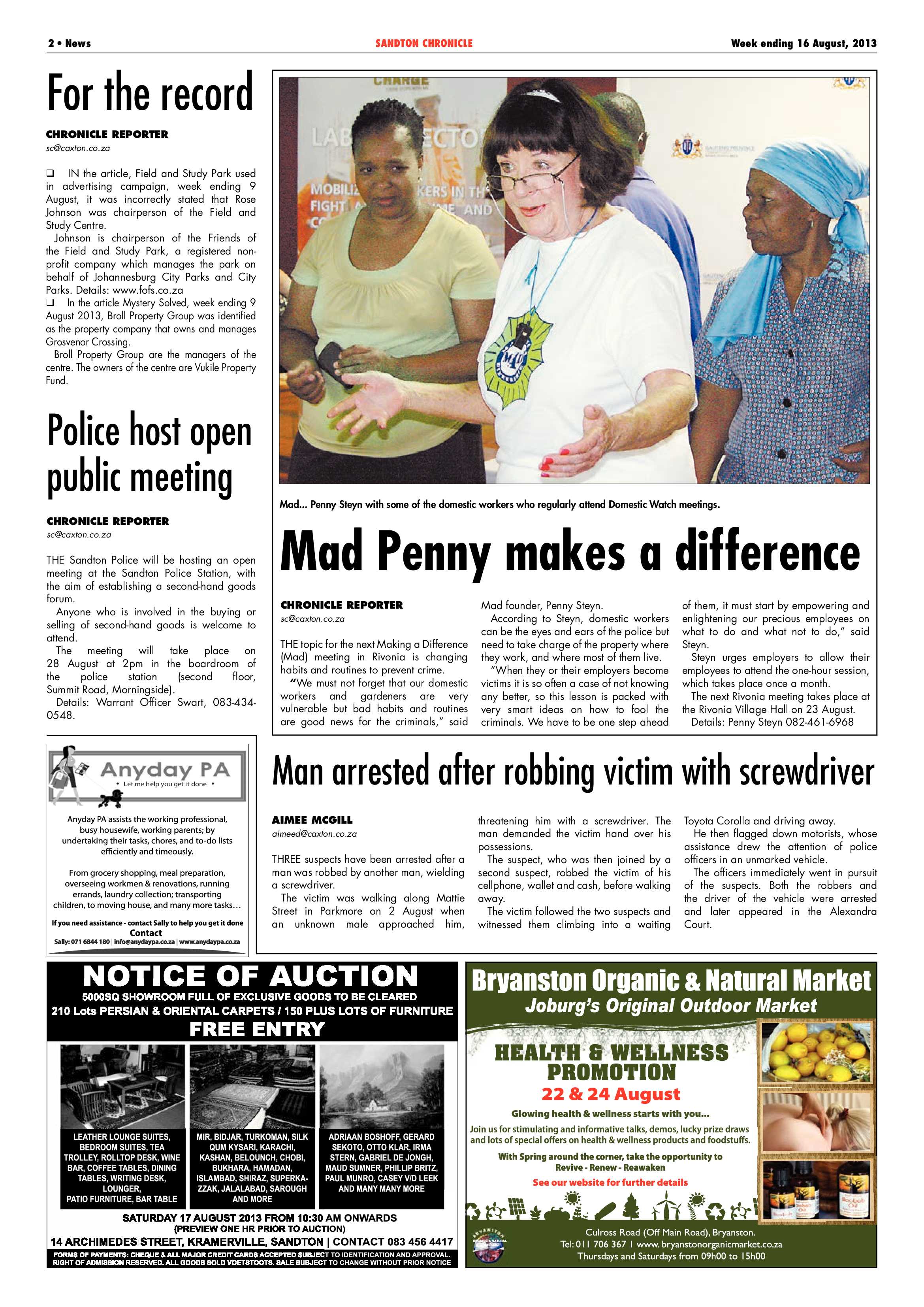 Sandton Chronicle 16 August 2013 page 2