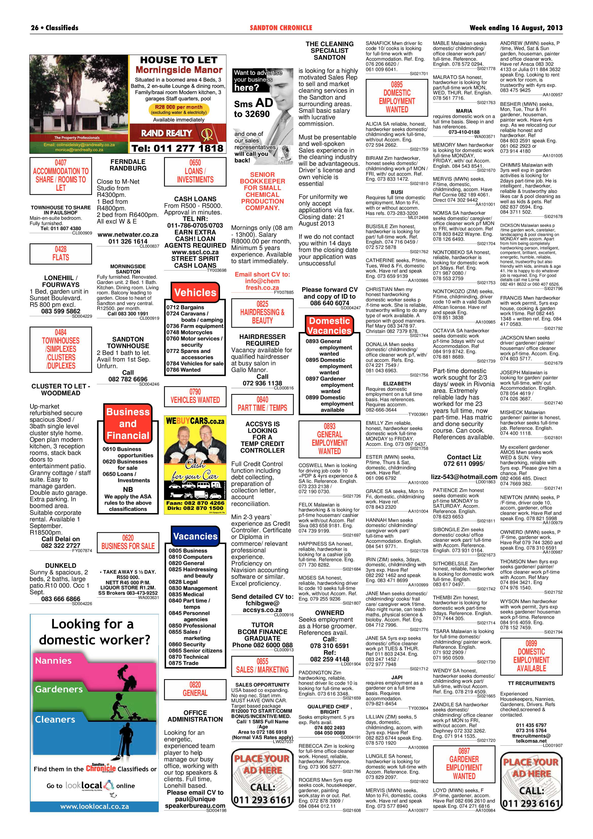 Sandton Chronicle 16 August 2013 page 26