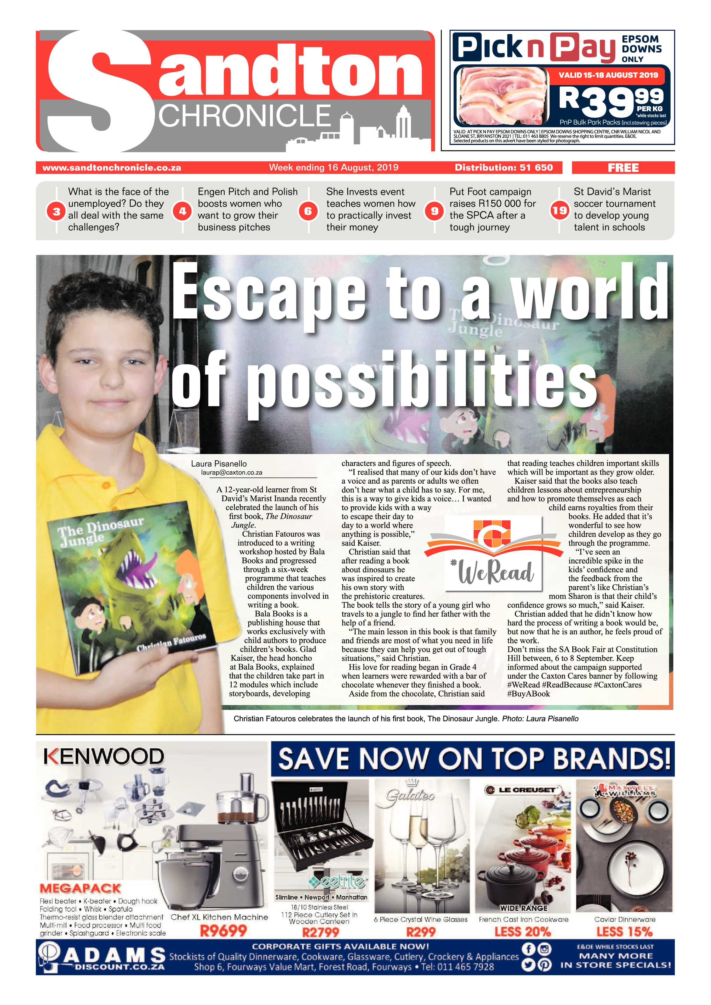 Sandton Chronicle 16 August, 2019 page 1