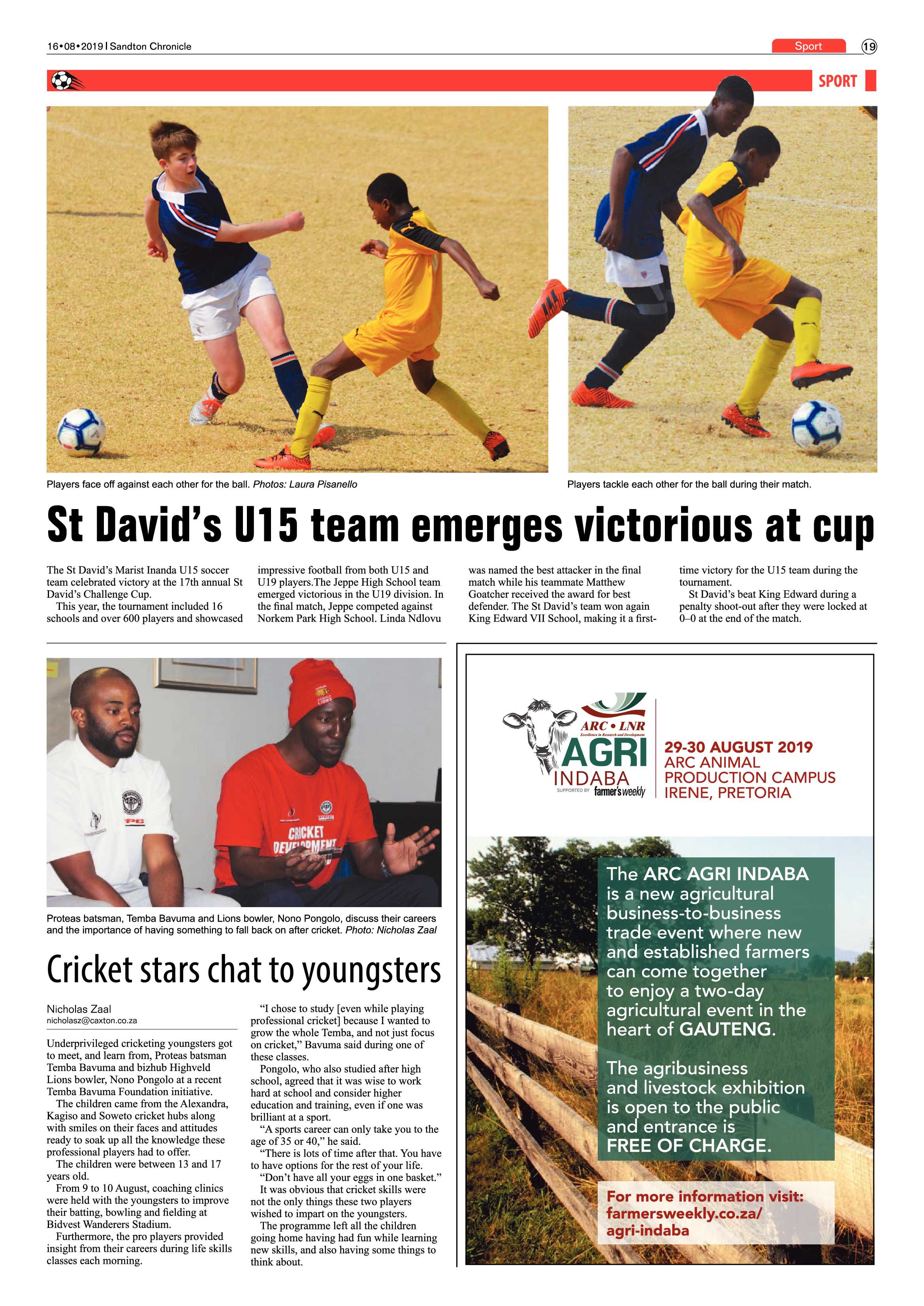 Sandton Chronicle 16 August, 2019 page 19