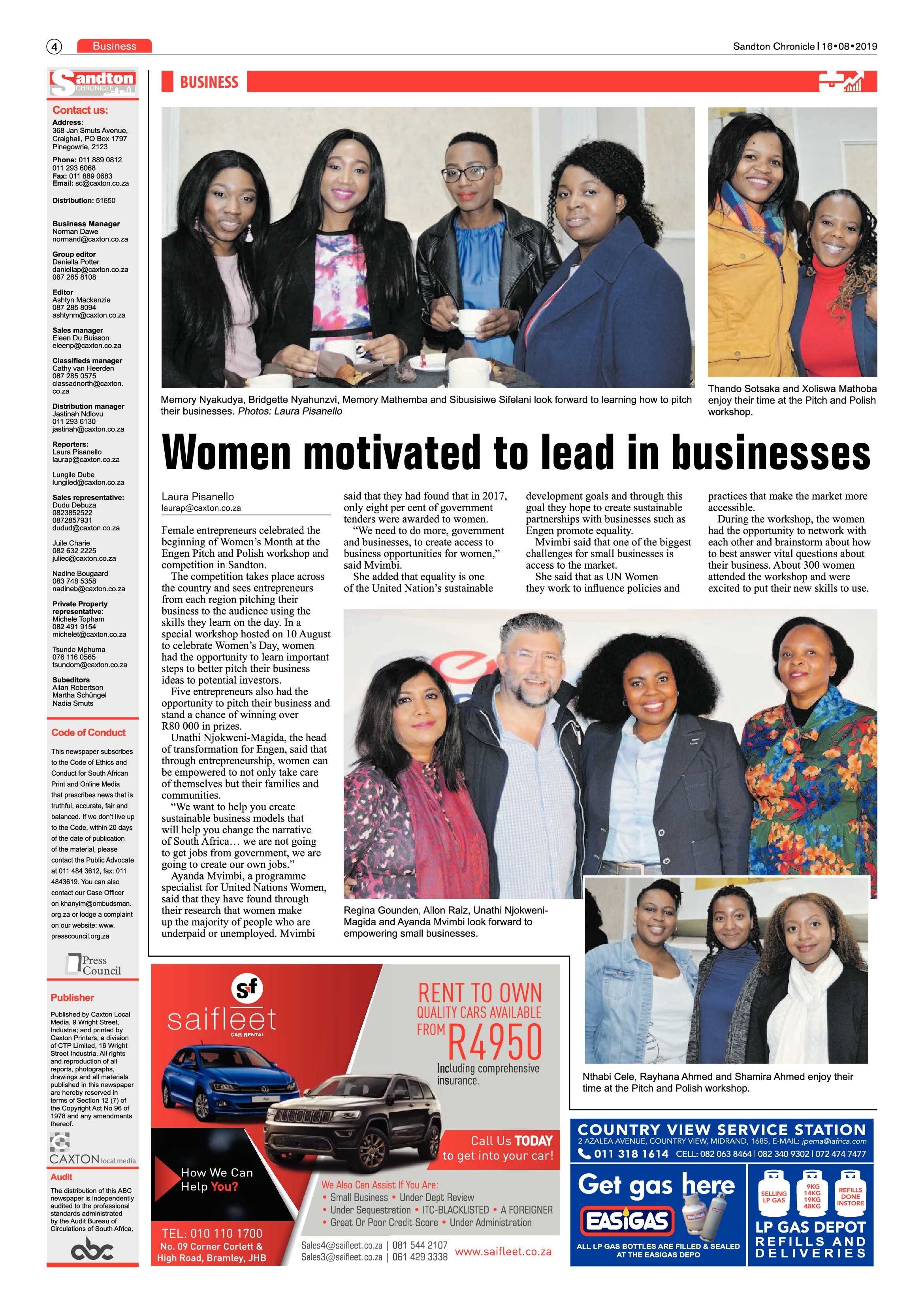 Sandton Chronicle 16 August, 2019 page 4