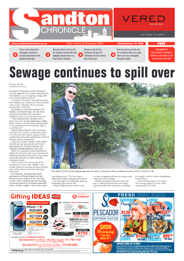 Sandton Chronicle 16 Dec 2022 page 1