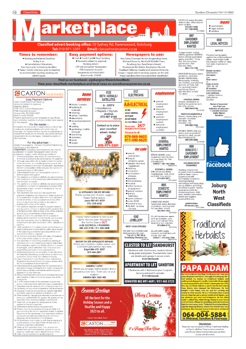 Sandton Chronicle 16 Dec 2022 page 22