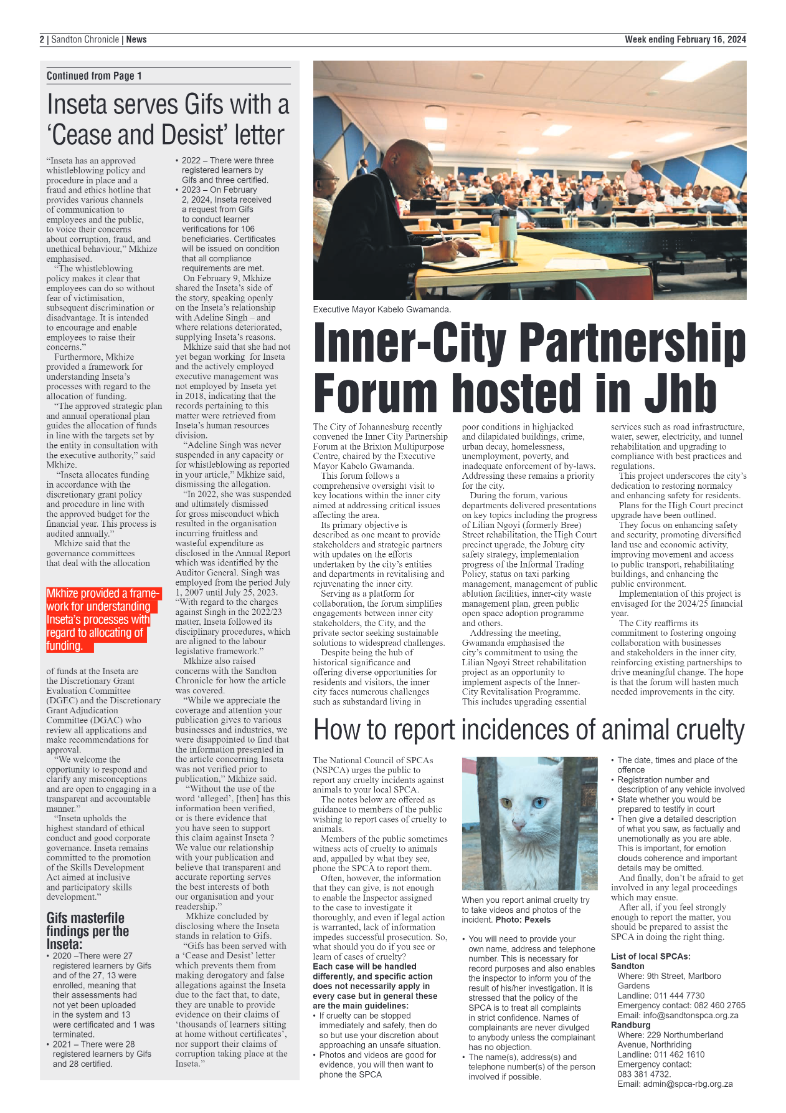 Sandton Chronicle 16 February 2024 page 2