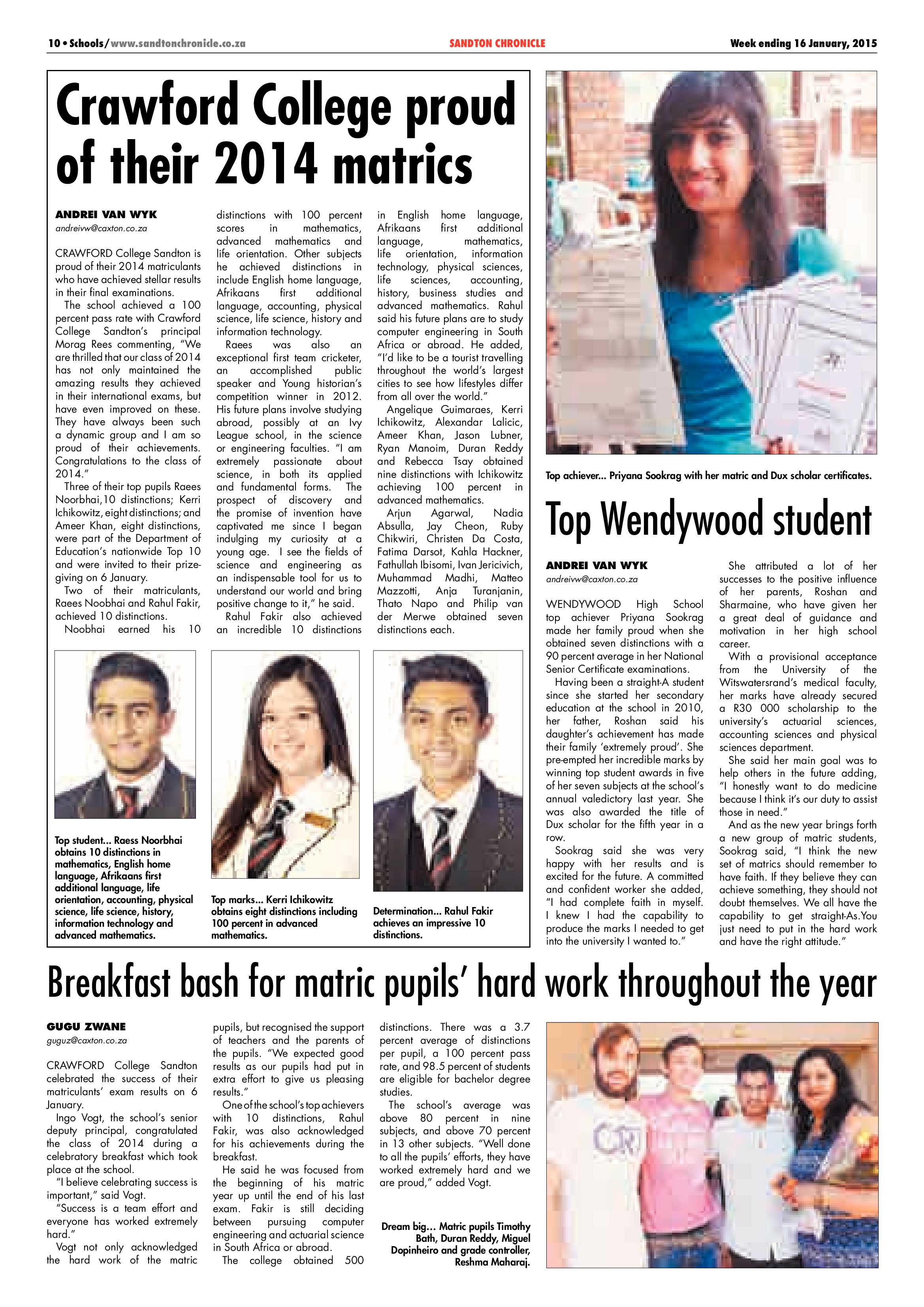 Sandton Chronicle 16 January 2015 page 10
