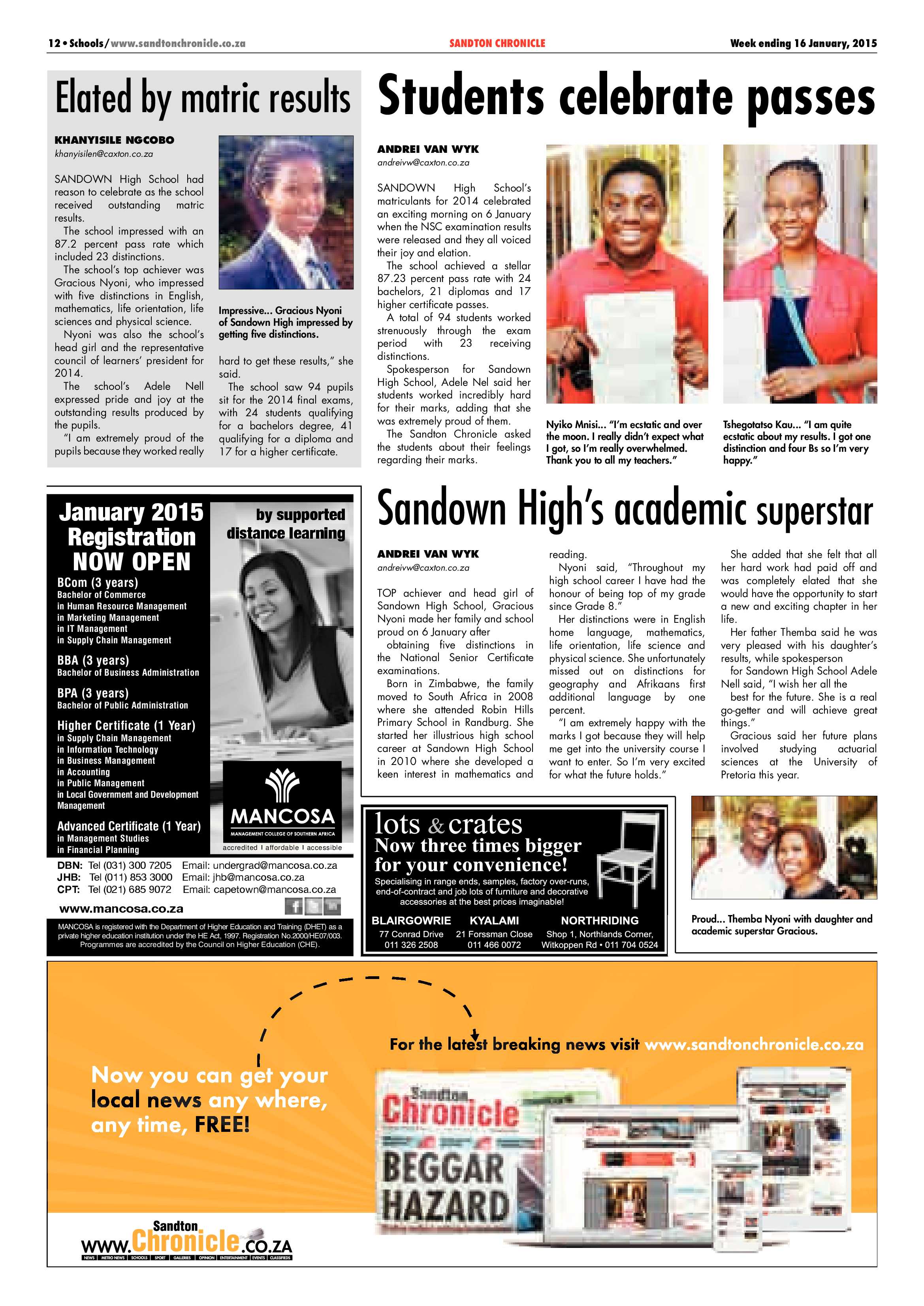 Sandton Chronicle 16 January 2015 page 20