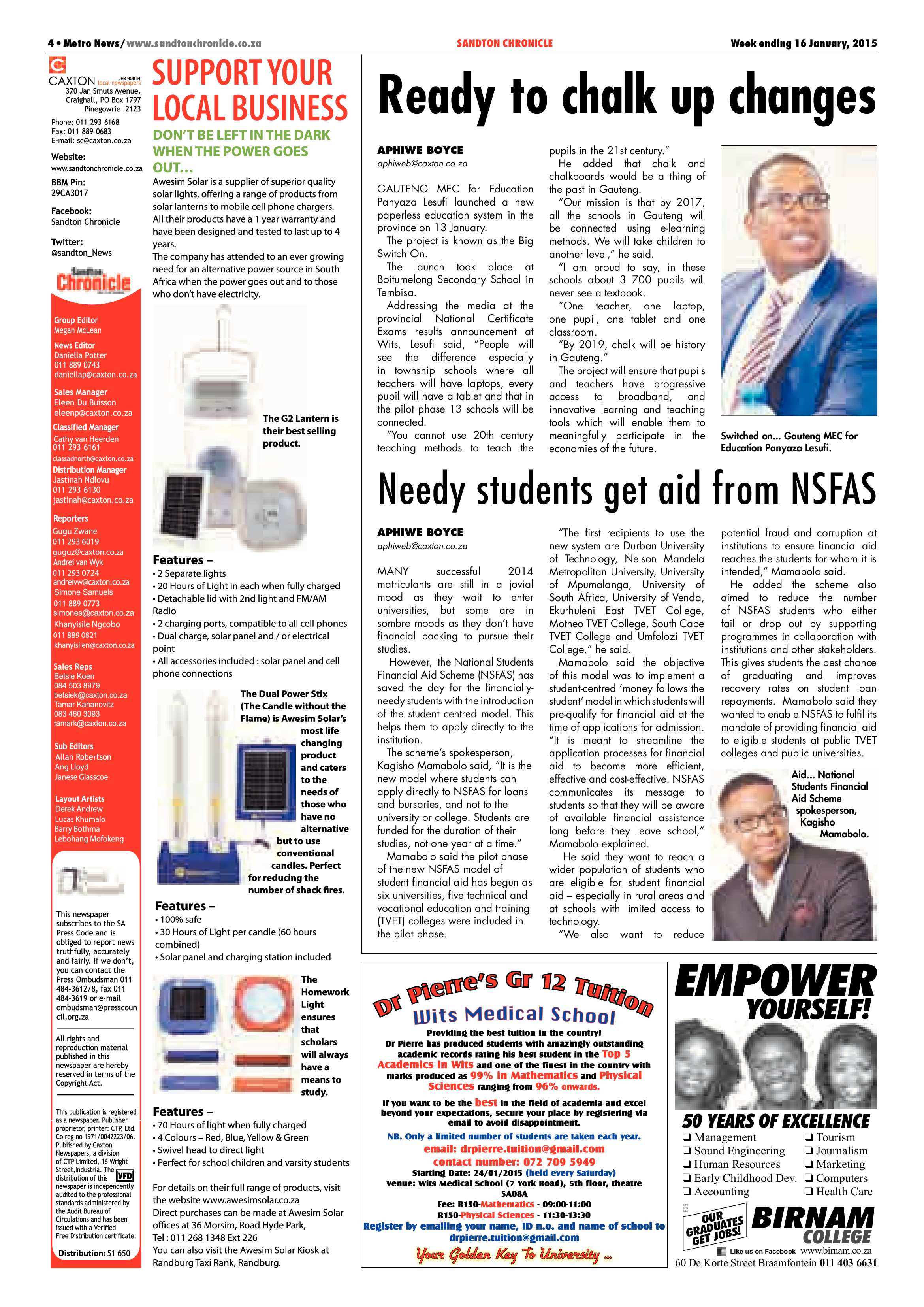 Sandton Chronicle 16 January 2015 page 4