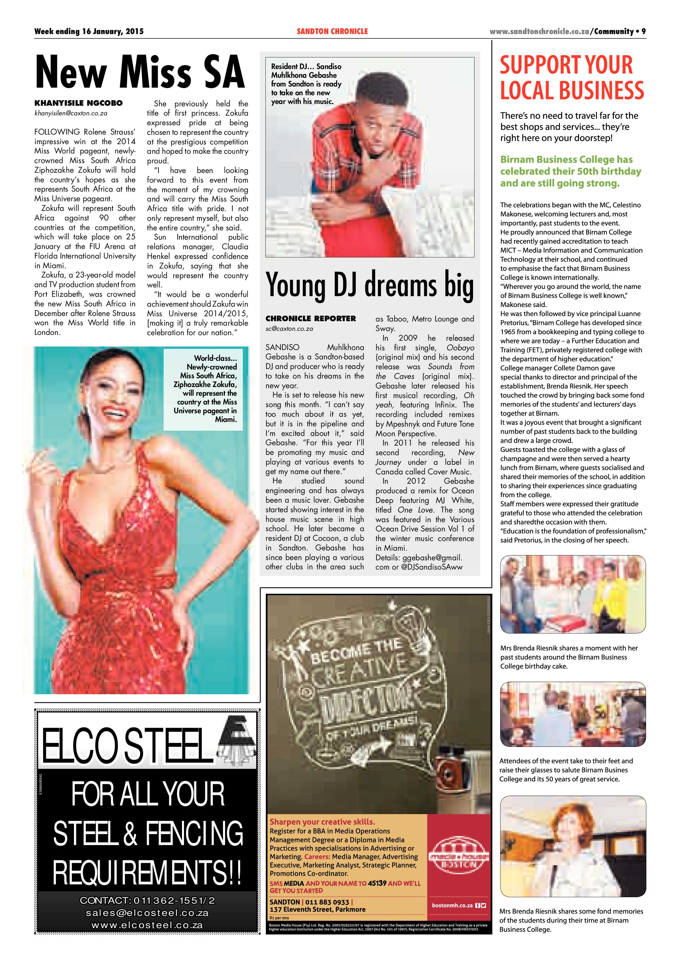 Sandton Chronicle 16 January 2015 page 9