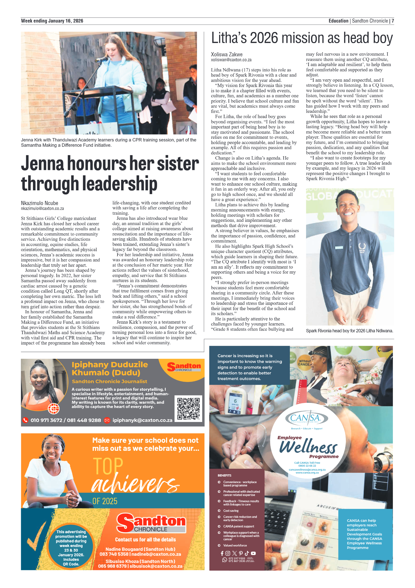 Sandton Chronicle 16 January 2026 page 7